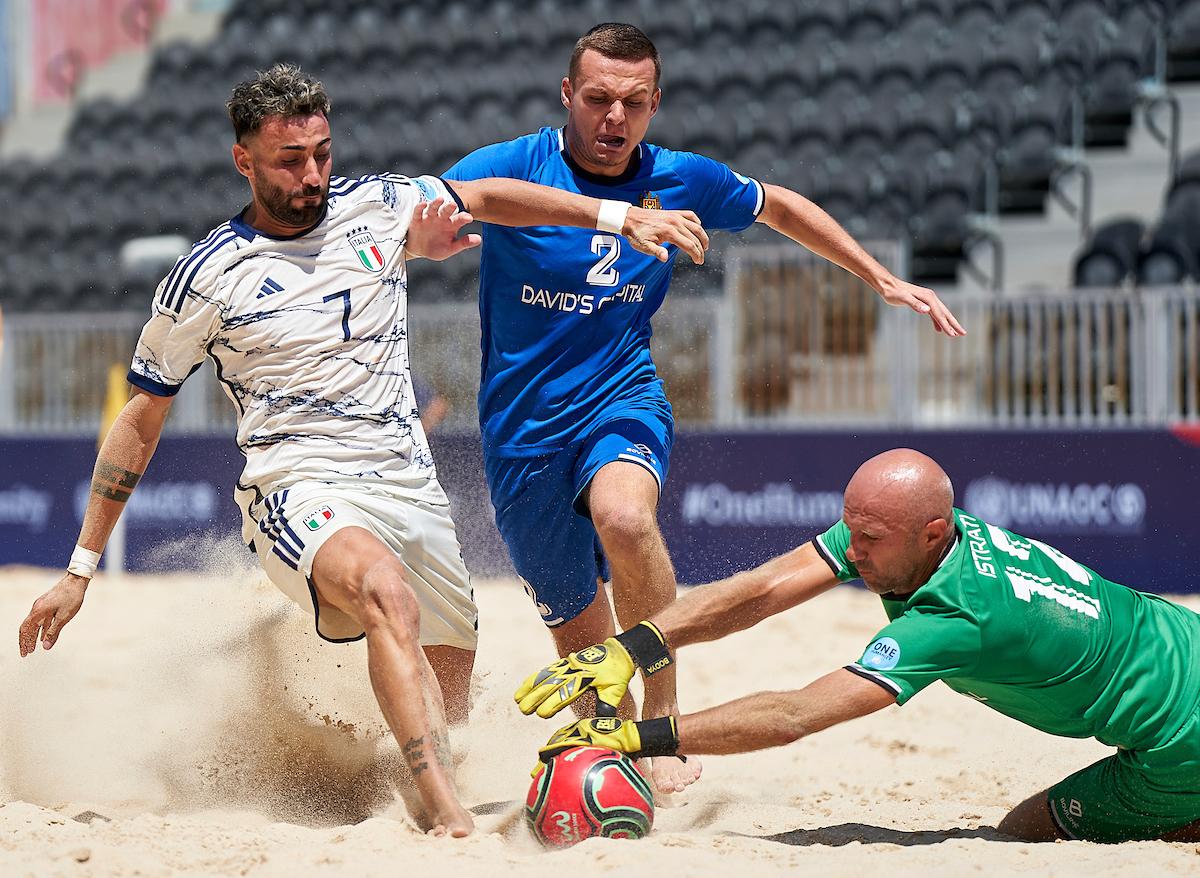 during day two during FIFA Beach Soccer World Cup - Europe Qualifier Baku 2023 on July 06, 2023 in Baku, Azerbaijan. (Photo by Jose Manuel Alvarez/BSWW)