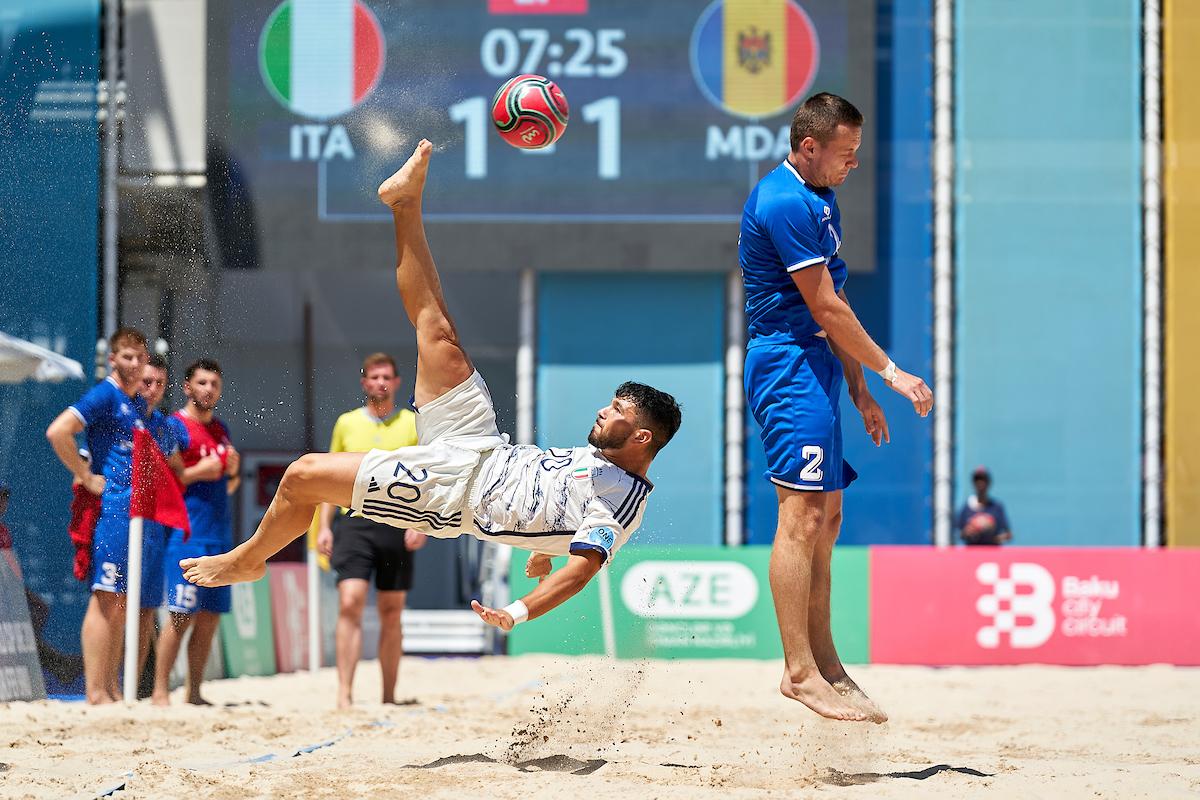 during day two during FIFA Beach Soccer World Cup - Europe Qualifier Baku 2023 on July 06, 2023 in Baku, Azerbaijan. (Photo by Jose Manuel Alvarez/BSWW)