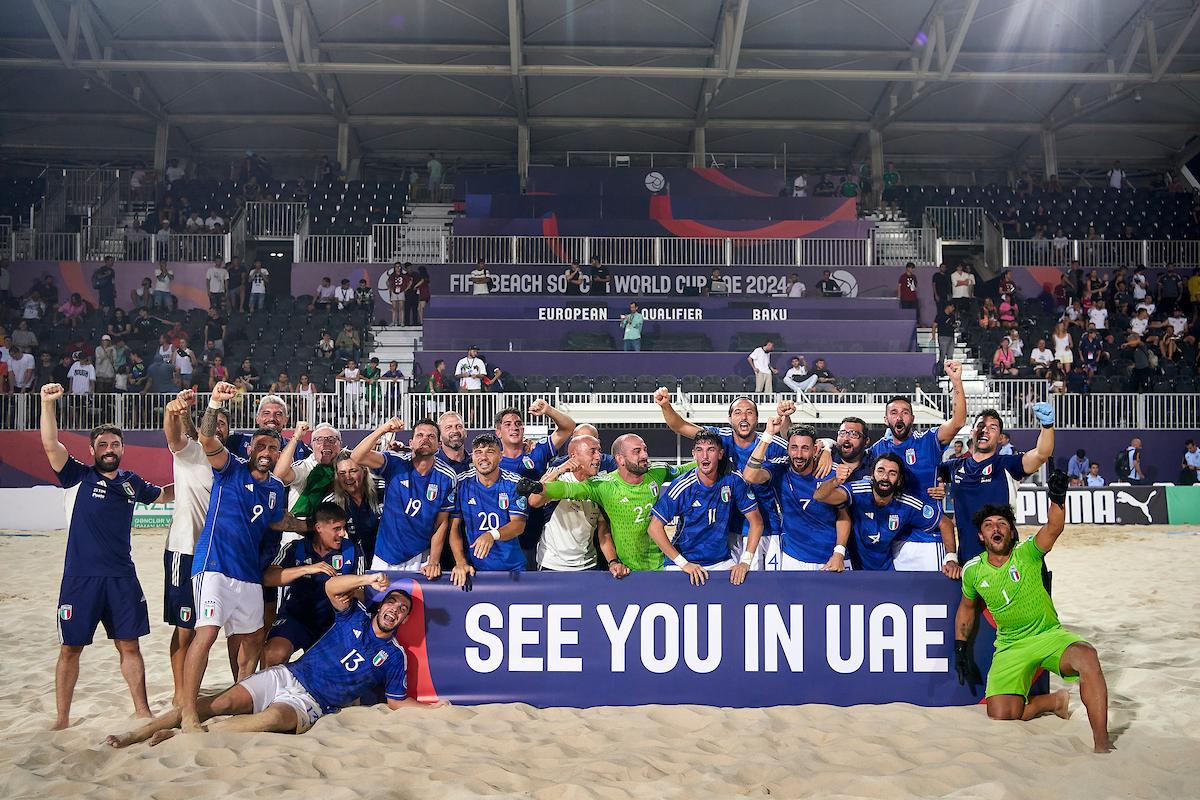 during day five during FIFA Beach Soccer World Cup - Europe Qualifier Baku 2023 on July 09, 2023 in Baku, Azerbaijan. (Photo by Jose Manuel Alvarez/BSWW)