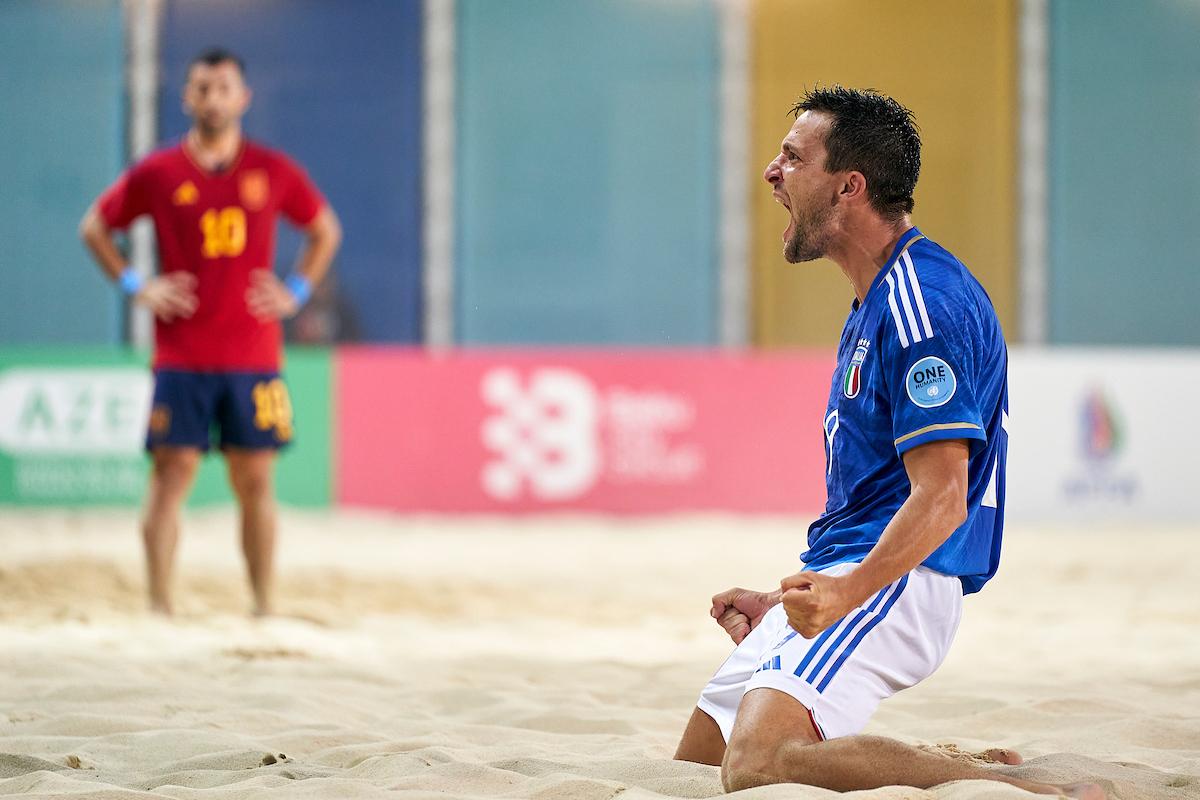 during day five during FIFA Beach Soccer World Cup - Europe Qualifier Baku 2023 on July 09, 2023 in Baku, Azerbaijan. (Photo by Jose Manuel Alvarez/BSWW)