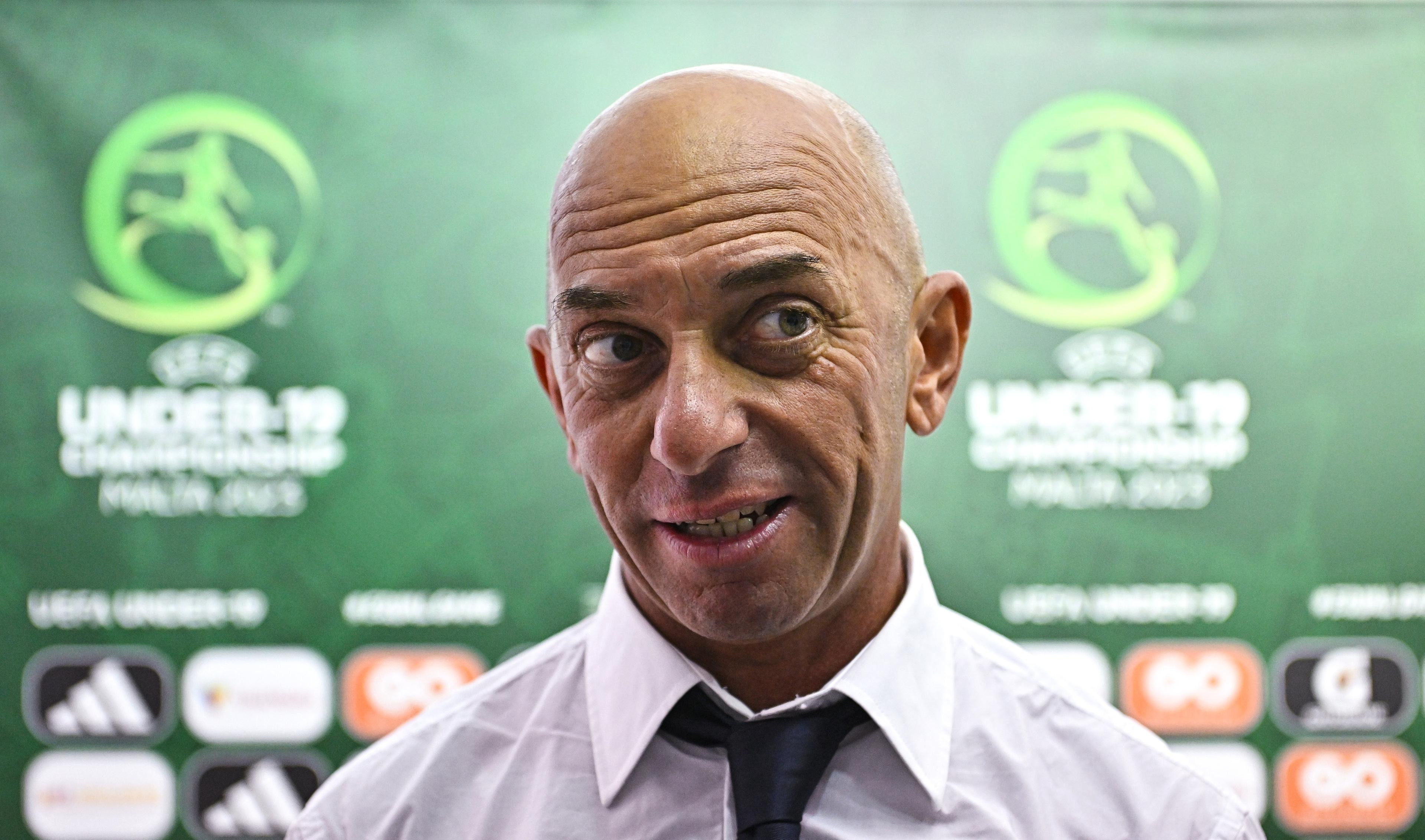 TA' QALI, MALTA - JULY 9: Italy head coach Alberto Bollini speaking after the UEFA European Under-19 Championship Finals 2022/23 group A match between Italy and Poland at the National Stadium on July 9, 2023 in Ta' Qali, Malta. (Photo by Seb Daly - Sportsfile/UEFA)