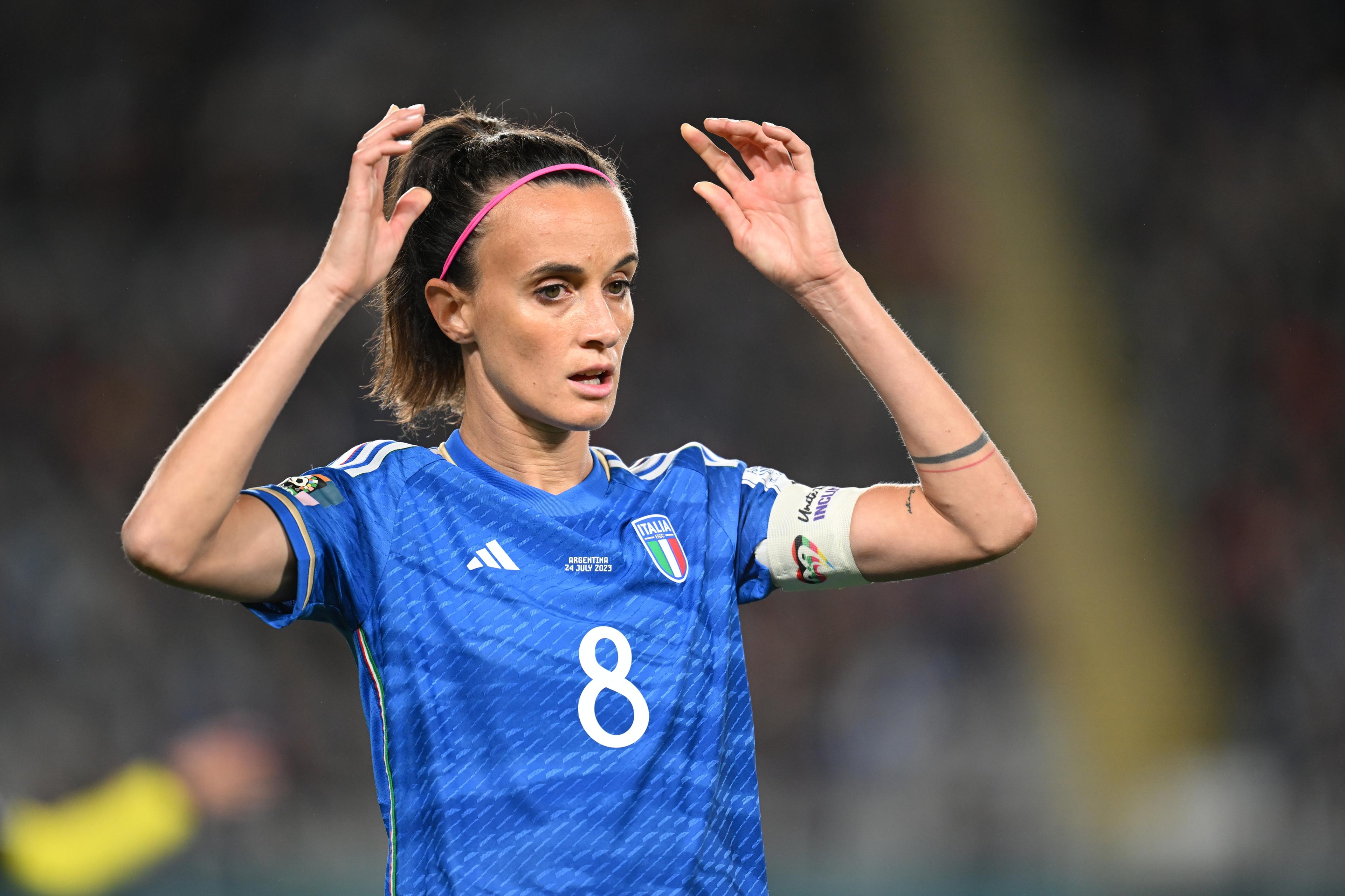 AUCKLAND, NEW ZEALAND - JULY 24: Unite for Inclusion Captain's Armband during the FIFA Women's World Cup Australia & New Zealand 2023 Group G match between Italy and Argentina at Eden Park on July 24, 2023 in Auckland / TÄmaki Makaurau, New Zealand. (Photo by Hannah Peters - FIFA/FIFA via Getty Images)