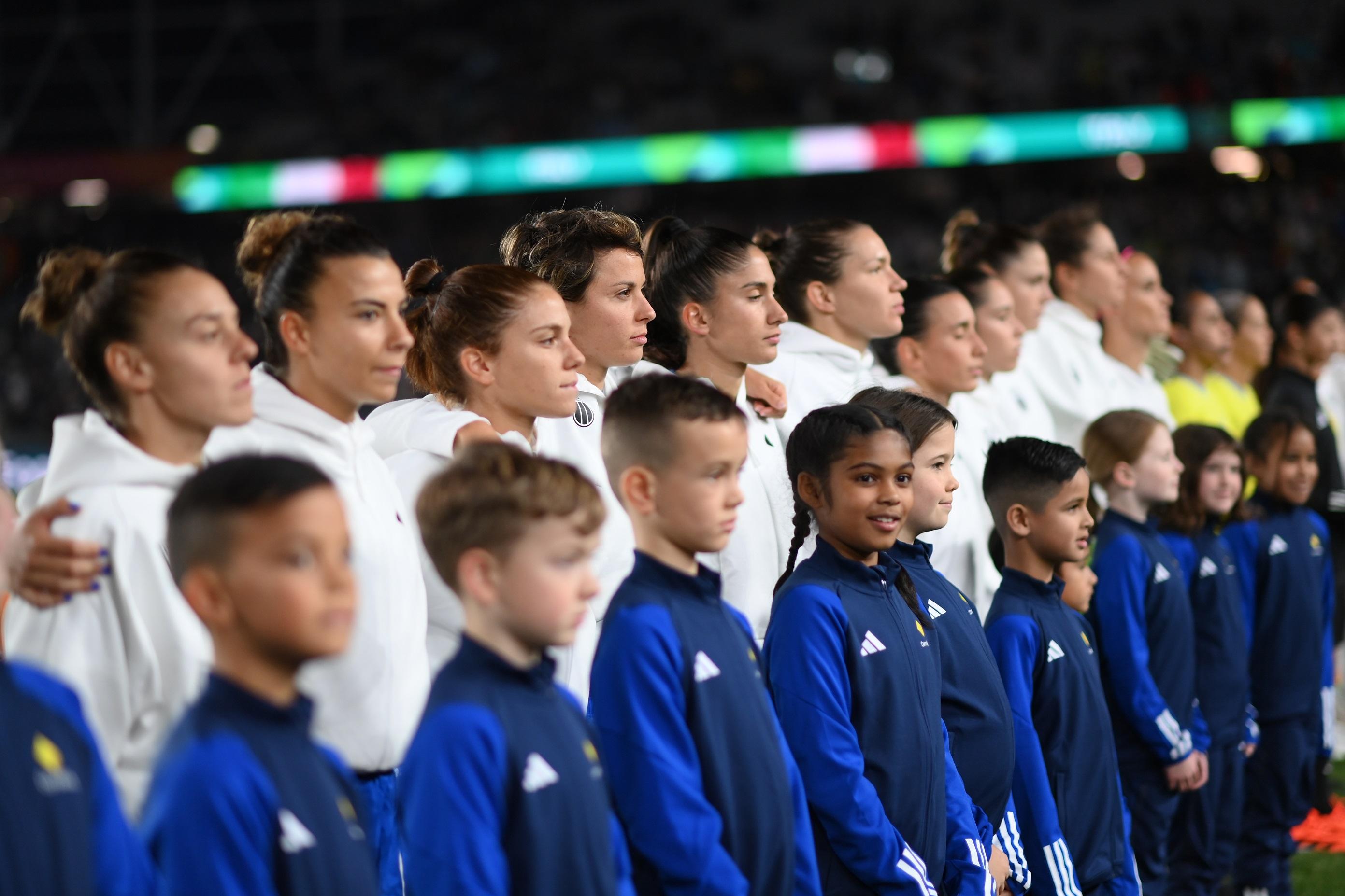 AUCKLAND, NEW ZEALAND - JULY 24: FIFA Youth Programme - CommBank Player Escorts during the FIFA Women\\'s World Cup Australia & New Zealand 2023 Group G match between Italy and Argentina at Eden Park on July 24, 2023 in Auckland / T\\u00C4\\u0081maki Makaurau, New Zealand. (Photo by Hannah Peters - FIFA/FIFA via Getty Images)
