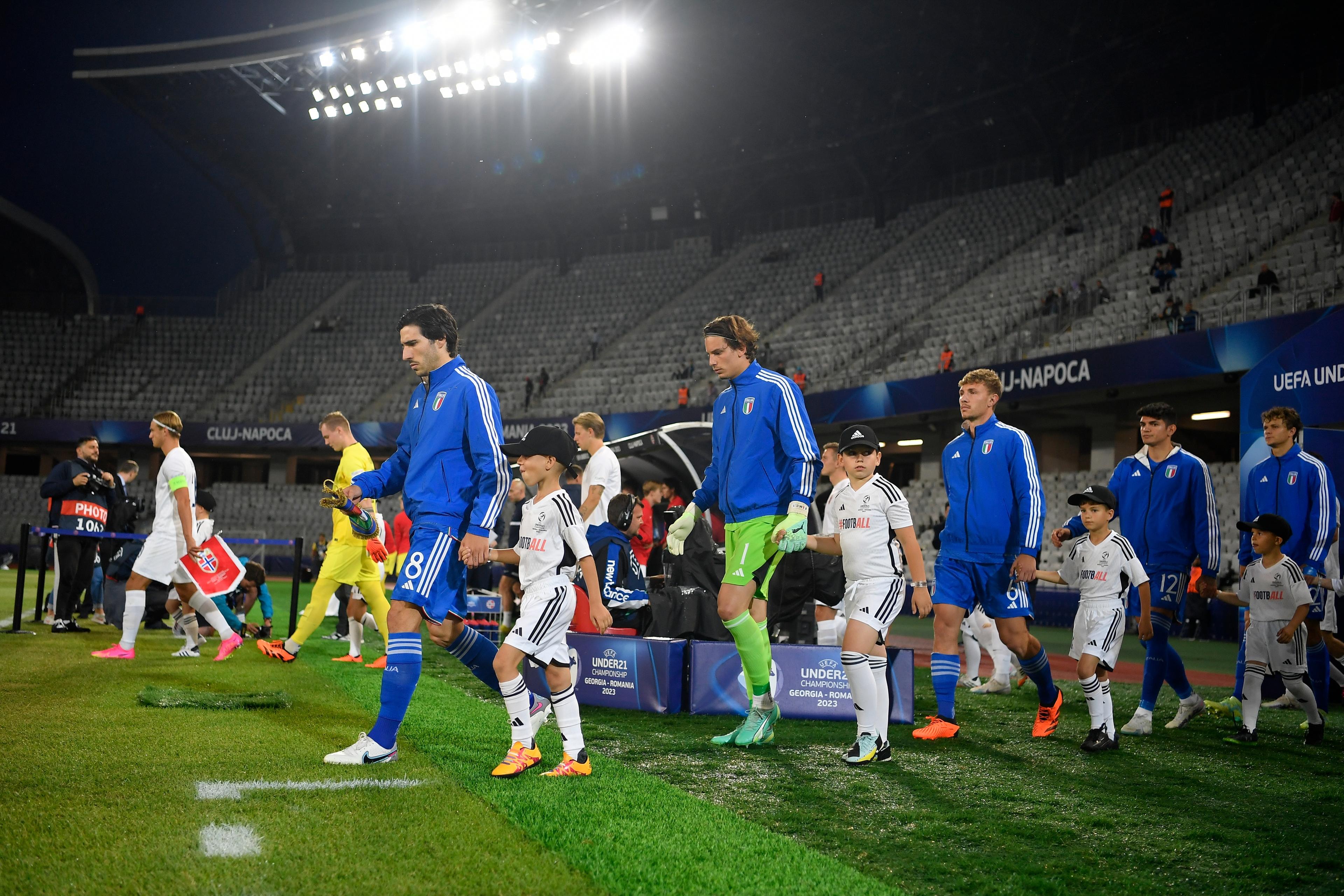 CLUJ-NAPOCA, ROMANIA - JUNE 28: during the UEFA European Under-21 Championship 2022/23 Group D match between Italy and Norway at Dr. Constantin Raduelscu Stadium on June 28, 2023, in Cluj-Napoca Romania. (Photo by Alex Nicodim)