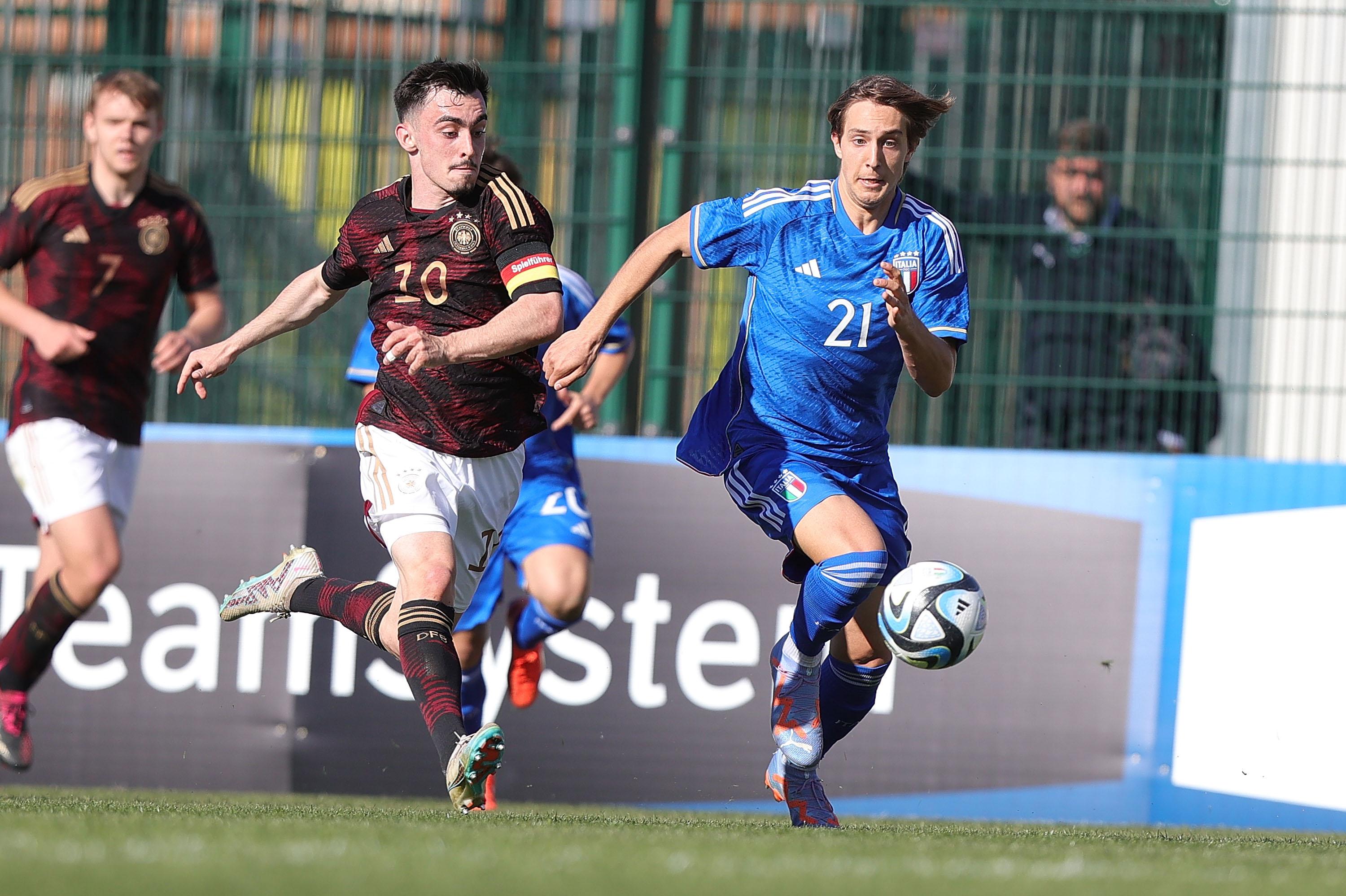 PRATO, ITALY - MARCH 27: Jacopo Fazzini of Italy U20 in action during the U20 international friendly match between Italy and Germany at Stadio Lungobisenzio on March 27, 2023 in Prato, Italy. (Photo by Gabriele Maltinti/Getty Images) *** Local Caption *** Jacopo Fazzini