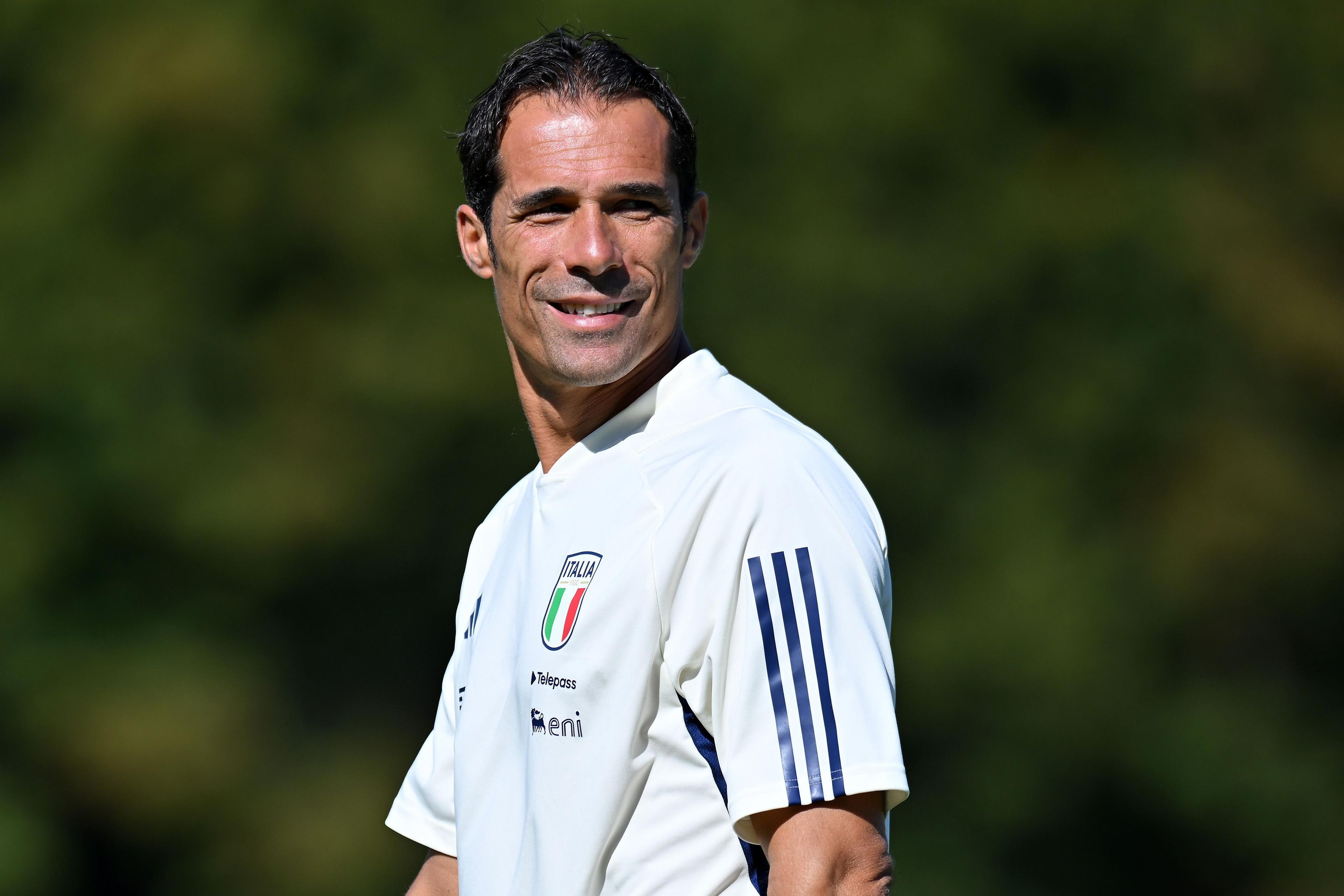 PRATO, ITALY - SEPTEMBER 07: Bernardo Corradi head coach of Italy U19 during International Friendly match between Italy U19 and Northenr Ireland U19 the on September 07, 2023 in Prato, Italy. (Photo by Alessandro Sabattini/Getty Images)