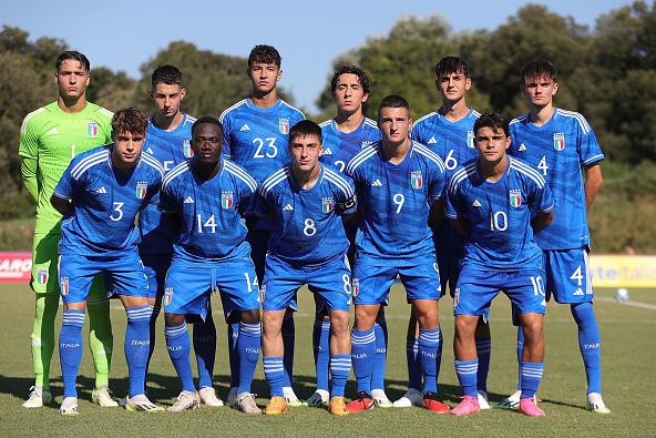 TIRRENIA, ITALY - SEPTEMBER 7: Italy U18 poses  during the International Friendly match between Italy U18 and Serbia U18 on September 7, 2023 in Tirrenia, Italy. (Photo by Gabriele Maltinti/Getty Images)