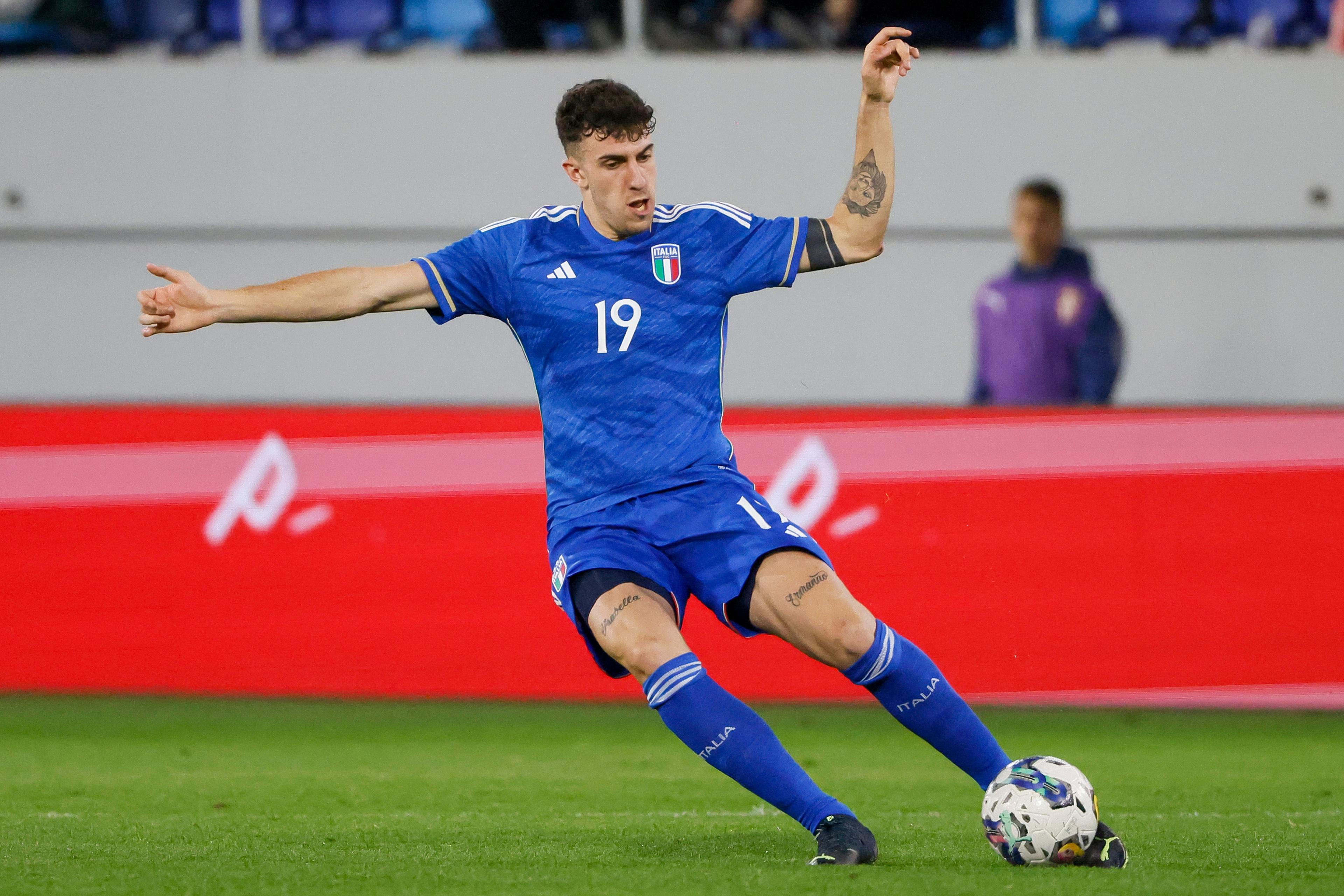 BACKA TOPOLA, SERBIA - MARCH 24: Matteo Ruggeri of Italy U21 team in action during the International Friendly match between Serbia U21 and Italy U21 at stadium TSC Arena on March 24, 2023 in Backa Topola, Serbia. (Photo by Srdjan Stevanovic/Getty Images)