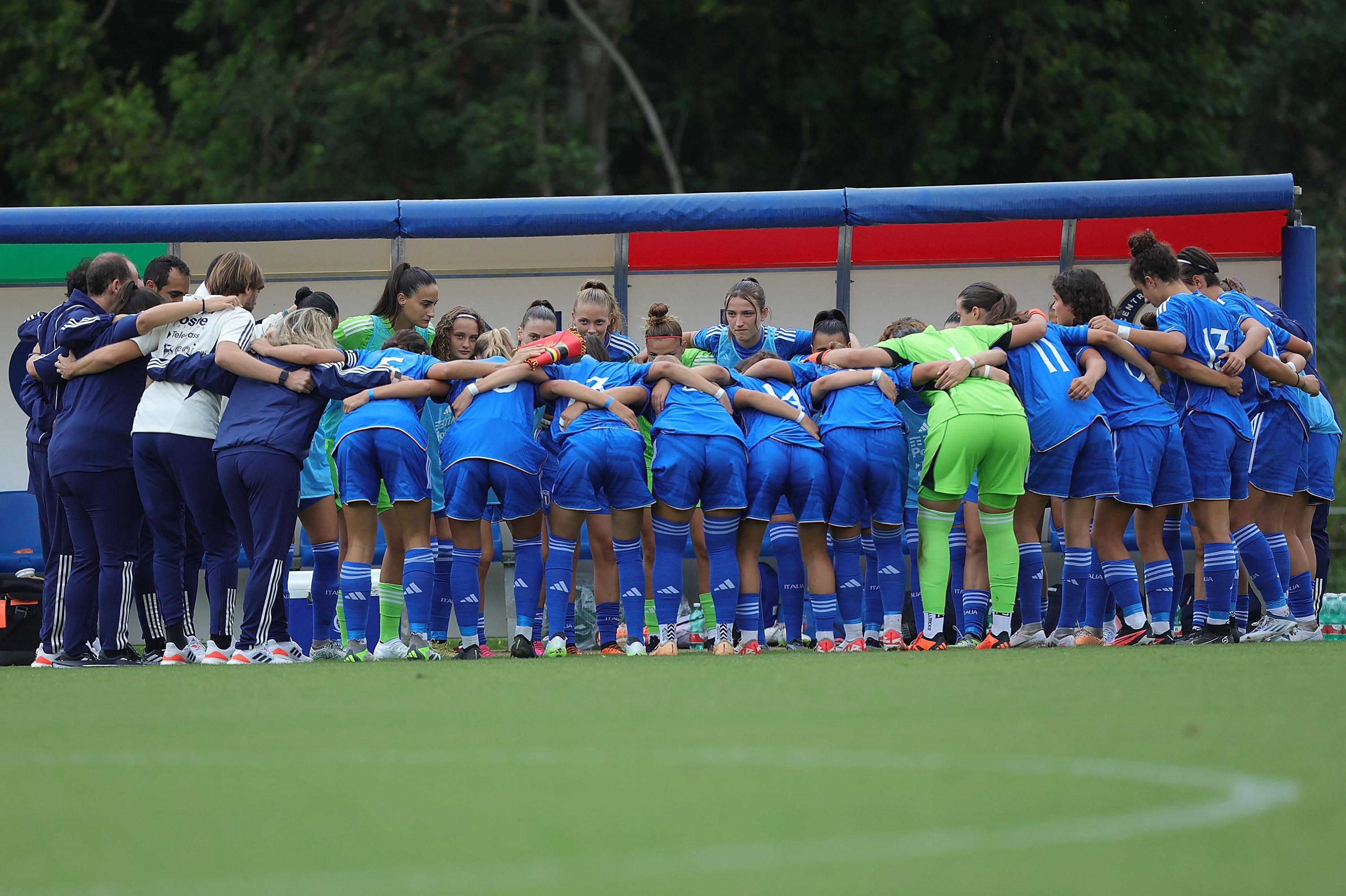 TIRRENIA, ITALY - SEPTEMBER 22: General view of Italy Women U19 during the international friendly match between Italy U19 Women and Belgio U19 Women on September 22, 2023 in Tirrenia, Italy. (Photo by Gabriele Maltinti/Getty Images)