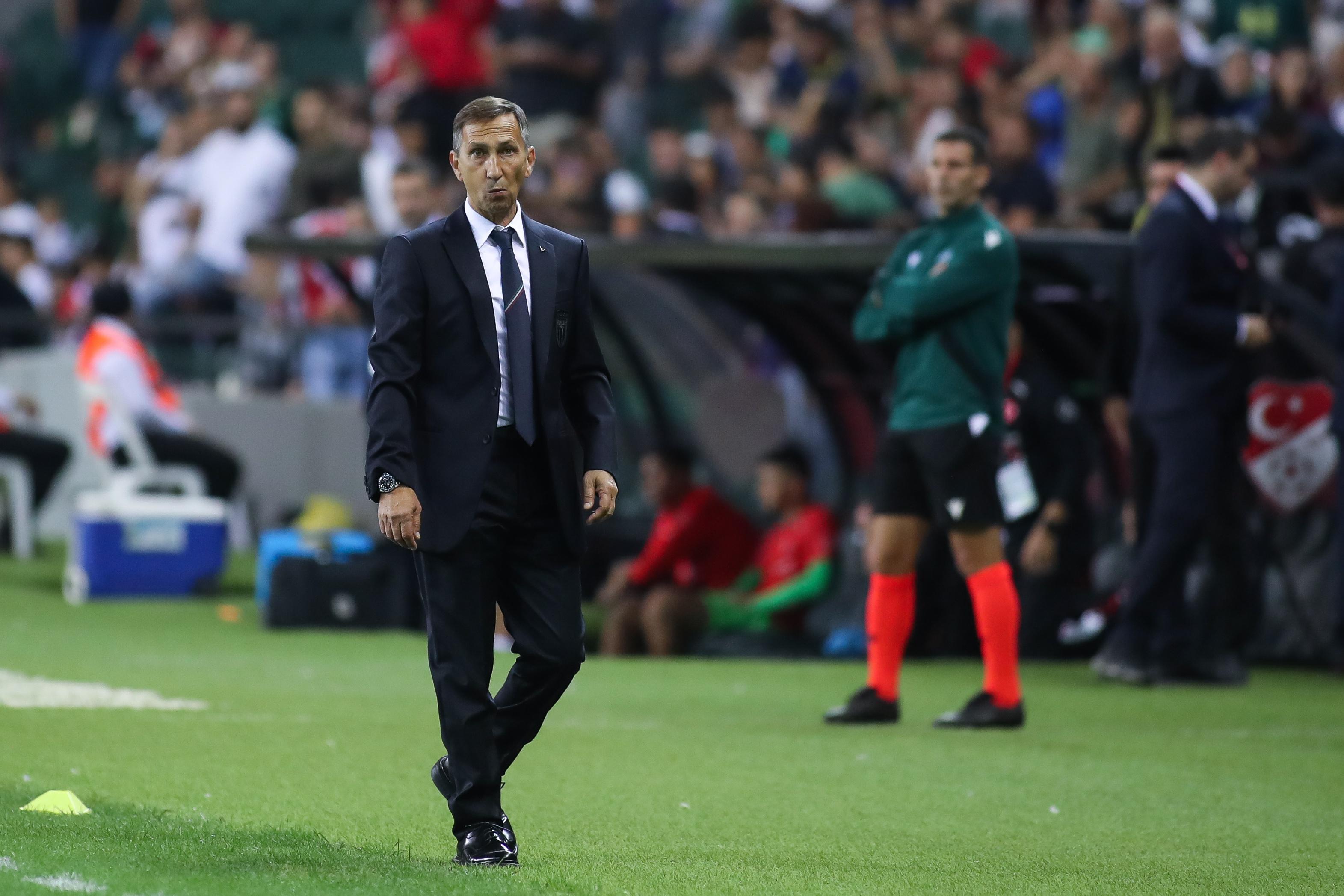KOCAELI, TURKEY - SEPTEMBER 12: Head coach Carmine Nunziata of Italy looks on during UEFA European Under-21 Championship Qualifier match between Turkey and Italy at on September 12, 2023 in Kocaeli, Turkey. (Photo by Ahmad Mora/Getty Images)