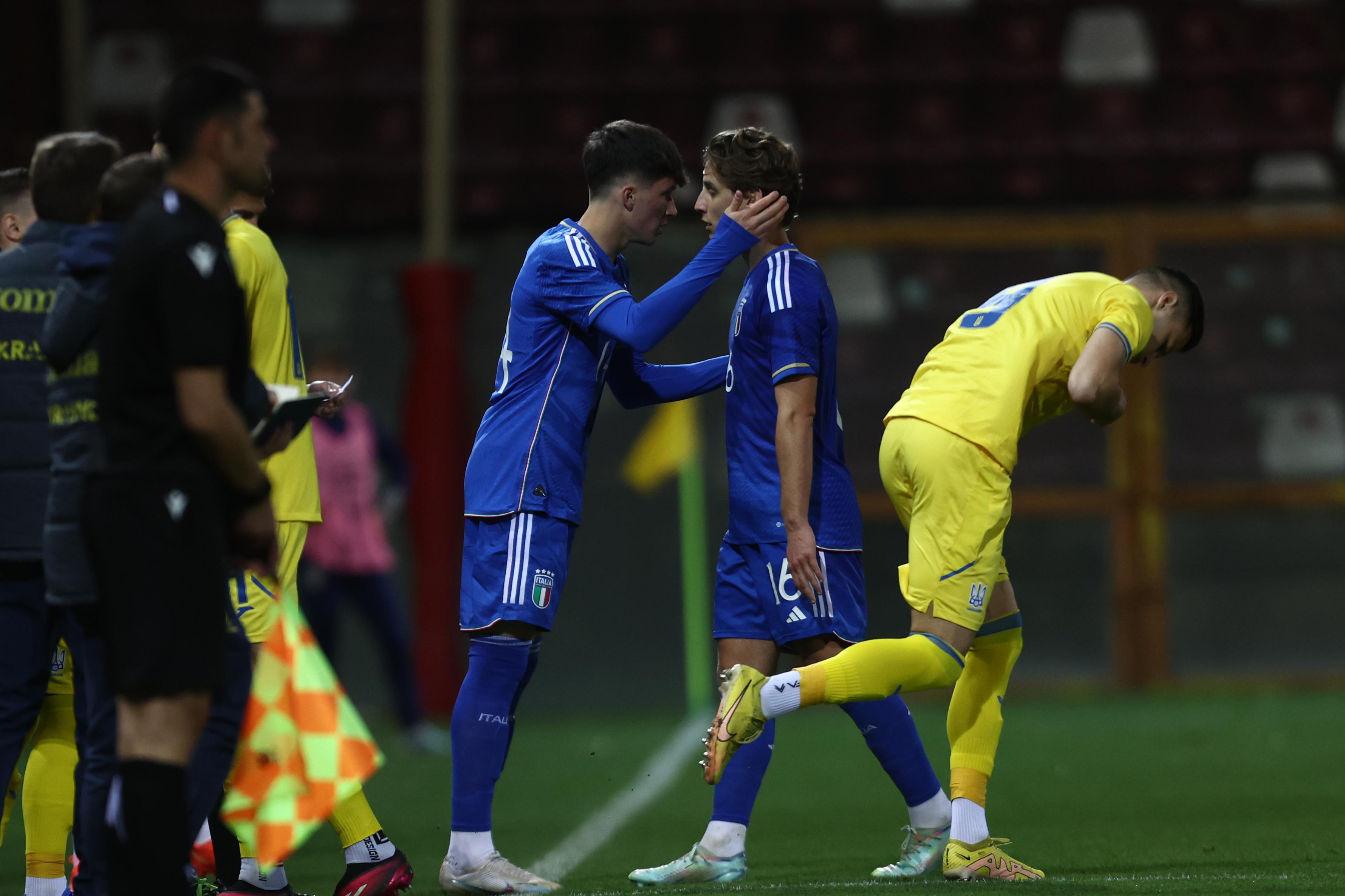 REGGIO CALABRIA, ITALY - MARCH 27: Giovanni Fabbian of Italy during the International Friendly match between Italy U21 and Ukraine U21 at Stadio Oreste Granillo on March 27, 2023 in Reggio Calabria, Italy. (Photo by Maurizio Lagana/Getty Images)