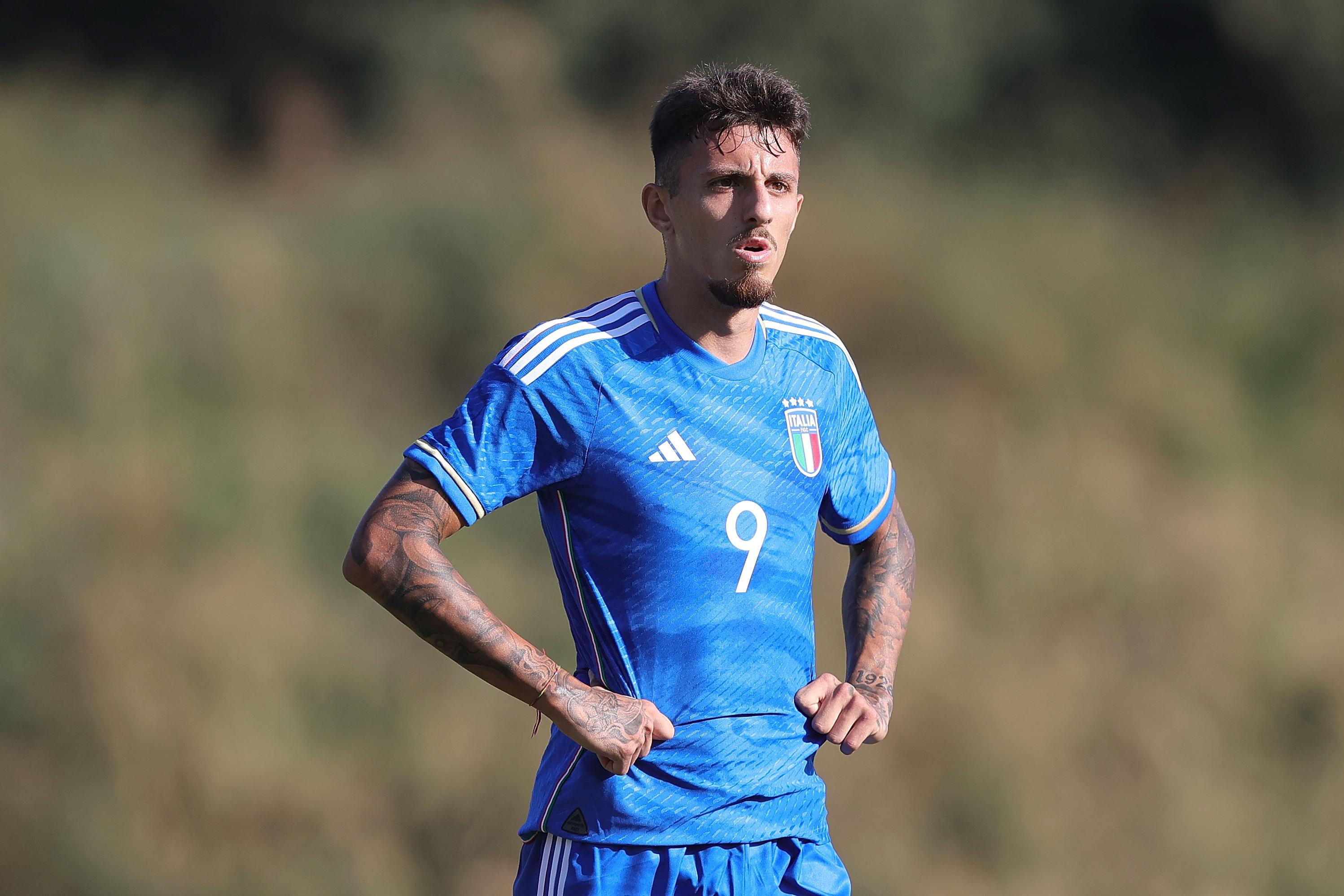 TIRRENIA, ITALY - OCTOBER 12: Marco Nasti of Italy U21 looks on during the Friendly Match between Italy U21 and Italy U18 on October 12, 2023 in Tirrenia, Italy. (Photo by Gabriele Maltinti/Getty Images) *** Local Caption *** Marco Nasti