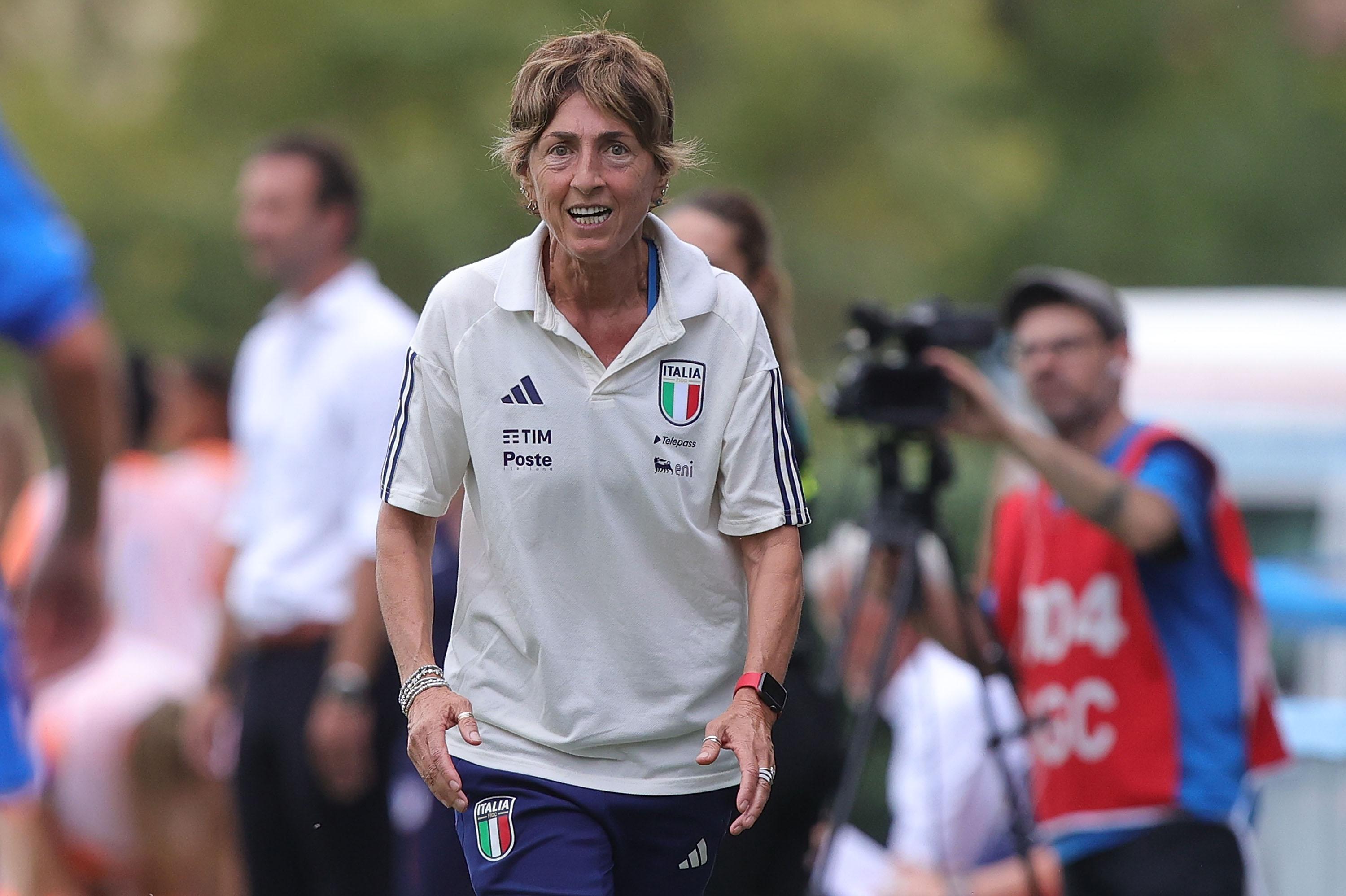 FLORENCE, ITALY - SEPTEMBER 21: Head coach of Italy Women U23 Nazzarena Grilli reacts during the international friendly match between Italy U23 Women and Netherlands U23 Women at Centro Tecnico Federale di Coverciano on September 21, 2023 in Florence, Italy. (Photo by Gabriele Maltinti/Getty Images) *** Local Caption *** Nazzarena Grilli