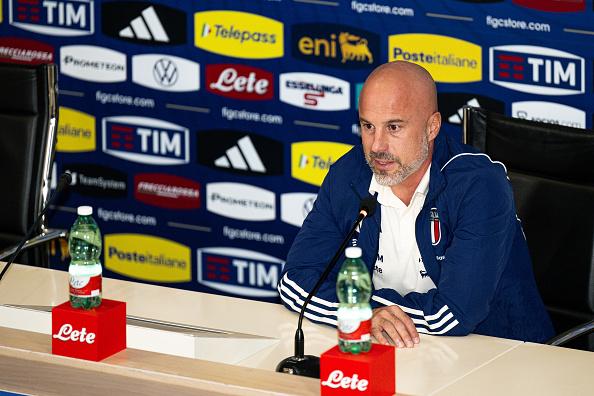 FLORENCE, ITALY - OCTOBER 23: Andrea Soncin, head coach of Italy, during a press conference held prior to a training session at Centro Tecnico Federale di Coverciano on October 23, 2023 in Florence, Italy. (Photo by Simone Arveda/Getty Images)