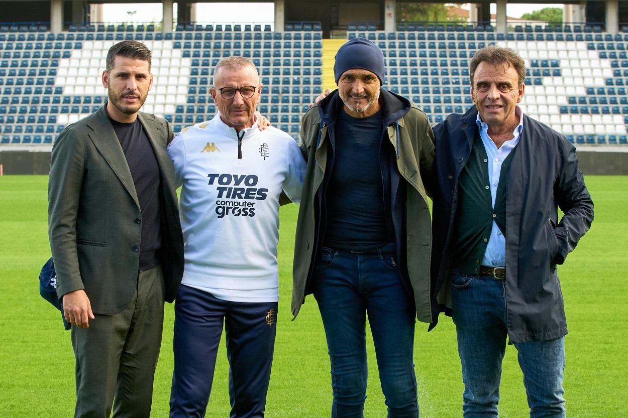 Luciano Spalletti allenatore della nazionale in visita all allenametno dell Empoli FC, Pietro Accardi Direttore Sportivo Aurelio Andreazzoli Luciano Spalletti e Fabrizio Corsi Presidente