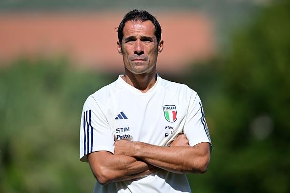 PRATO, ITALY - SEPTEMBER 07: Bernardo Corradi head coach of Italy U19 during the International Friendly match between Italy U19 and Northern Ireland U19 at Stadio Lungobisenzio on September 07, 2023 in Prato, Italy. (Photo by Alessandro Sabattini/Getty Images)
