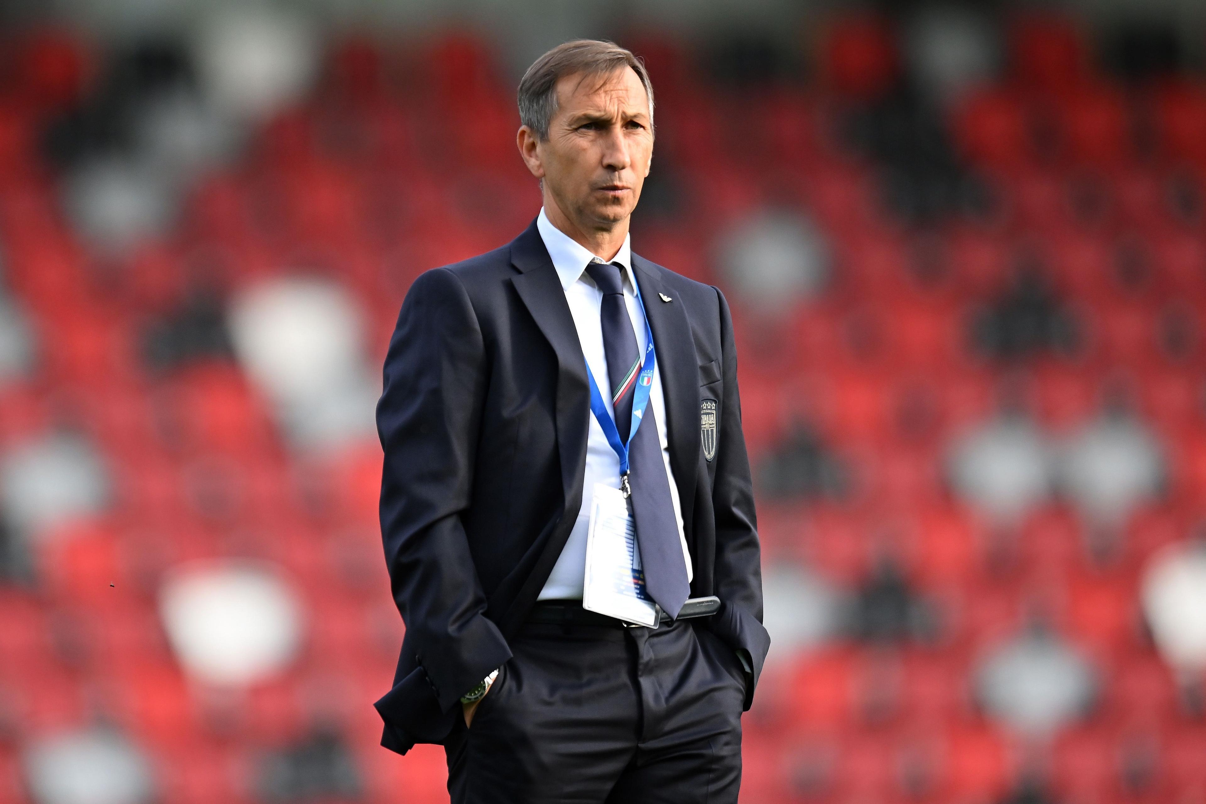 NOTTINGHAM, ENGLAND - OCTOBER 17:Carmine Nunziata head coach of Italy during the UEFA U21 EURO Qualifier match between Italy and Norway at City Ground on October 17, 2023 in Nottingham, England. (Photo by Alessandro Sabattini/Getty Images)