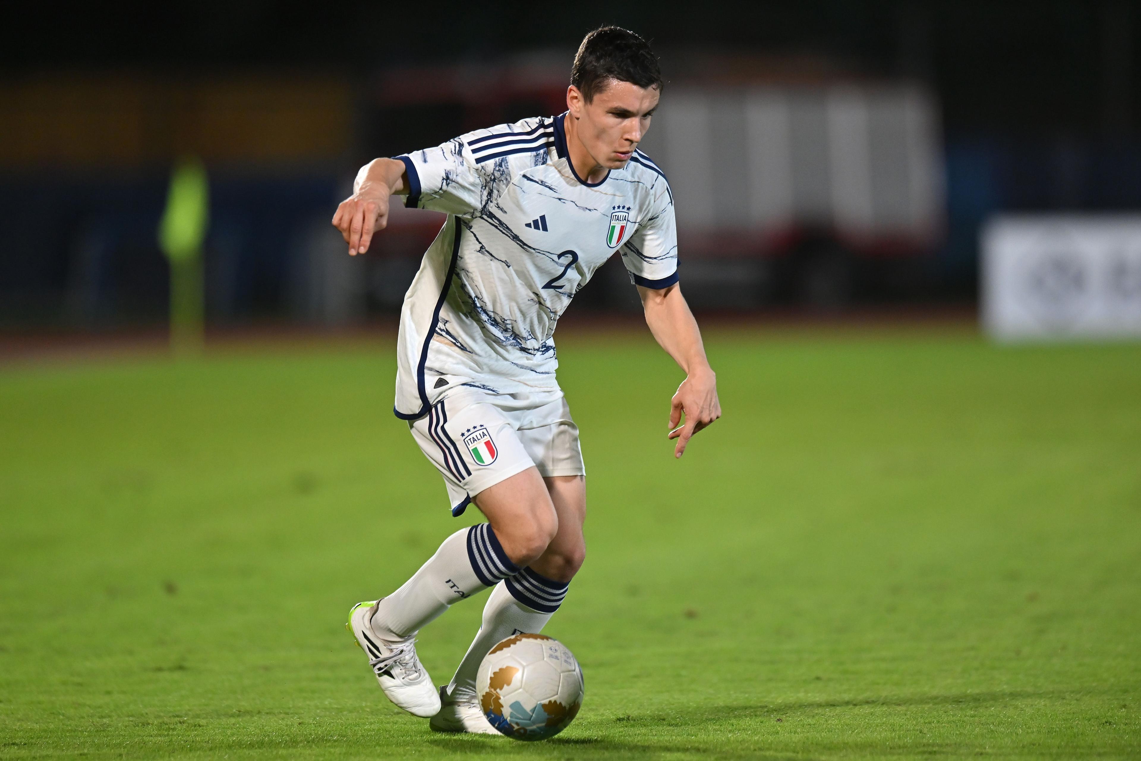 SAN MARINO, ITALY - NOVEMBER 16:  Mattia Zanotti of Italy U21  in action during the UEFA Under21 Euro Qualifier match between San Marino U21 and Italy U21 at Serravalle on November 16, 2023 in San Marino, Italy. (Photo by Alessandro Sabattini/Getty Images)
