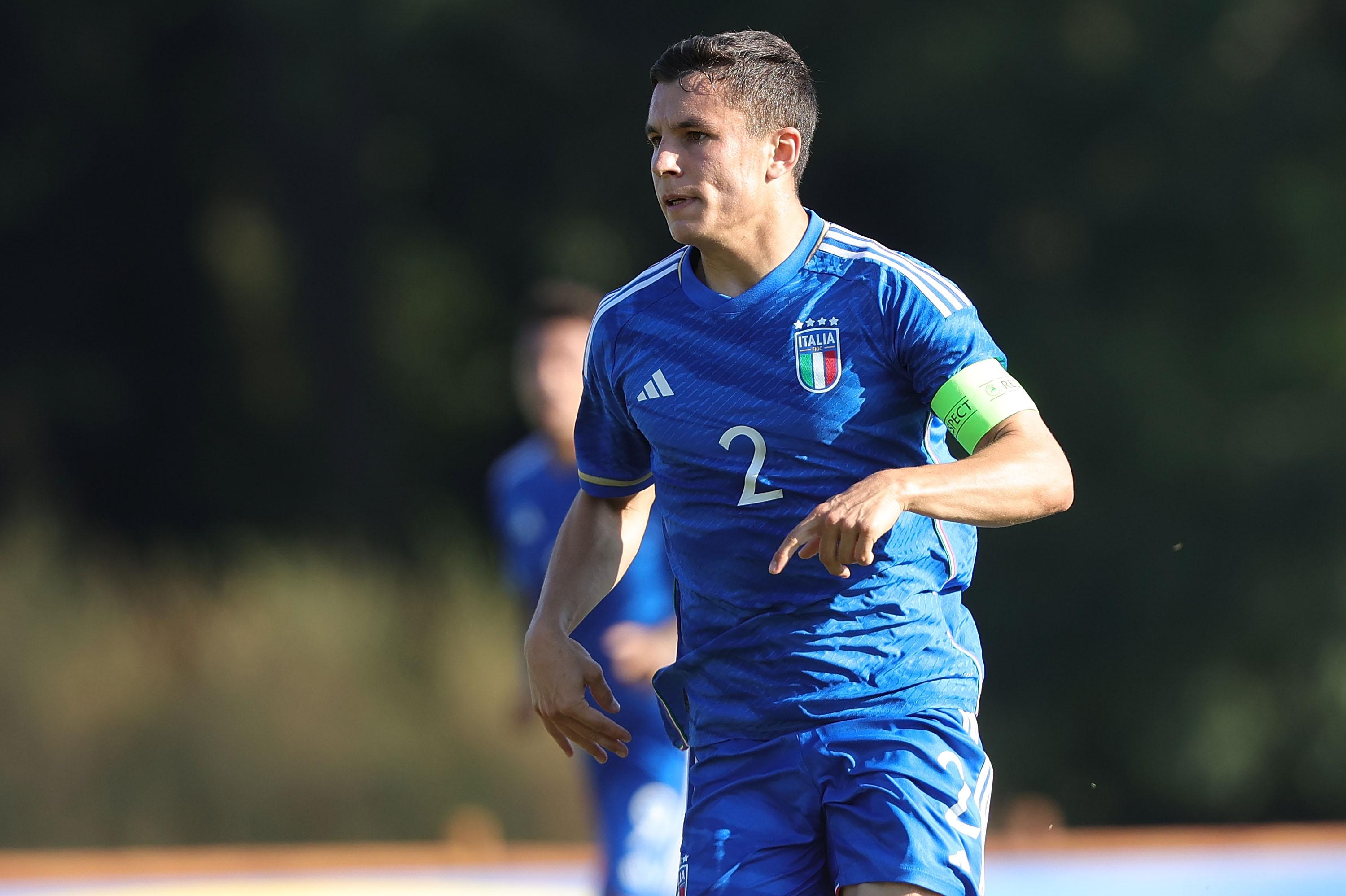 TIRRENIA, ITALY - OCTOBER 12: Mattia Zanotti of Italy U21 in action during the Friendly Match between Italy U21 and Italy U18 on October 12, 2023 in Tirrenia, Italy. (Photo by Gabriele Maltinti/Getty Images) *** Local Caption *** Mattia Zanotti