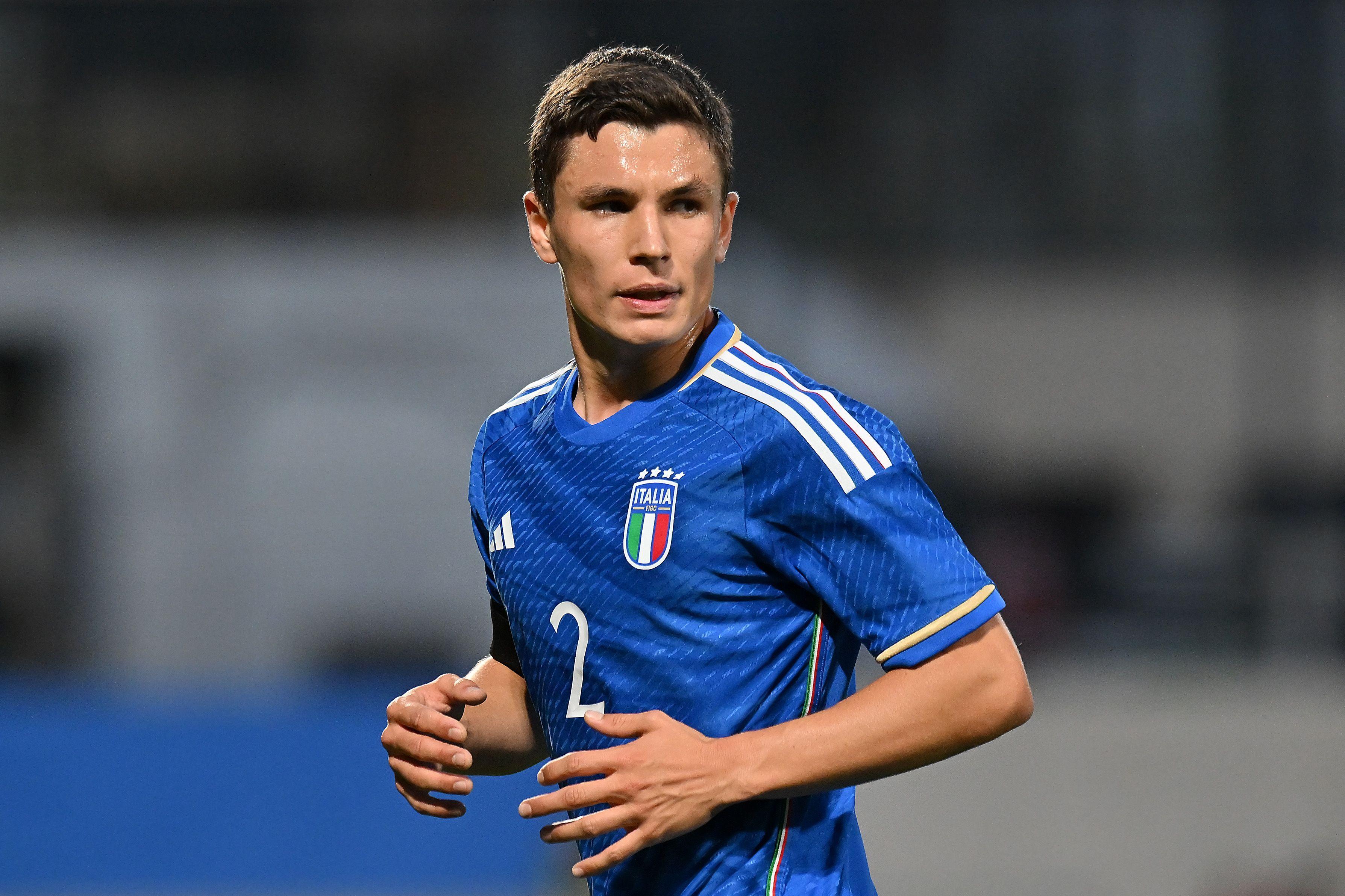 BOLZEN, ITALY - OCTOBER 17: Mattia Zanotti of Italy during the UEFA U21 EURO Qualifier match between Italy and Norway at Stadio Druso on October 17, 2023 in Bolzen, Italy. (Photo by Alessandro Sabattini/Getty Images)
