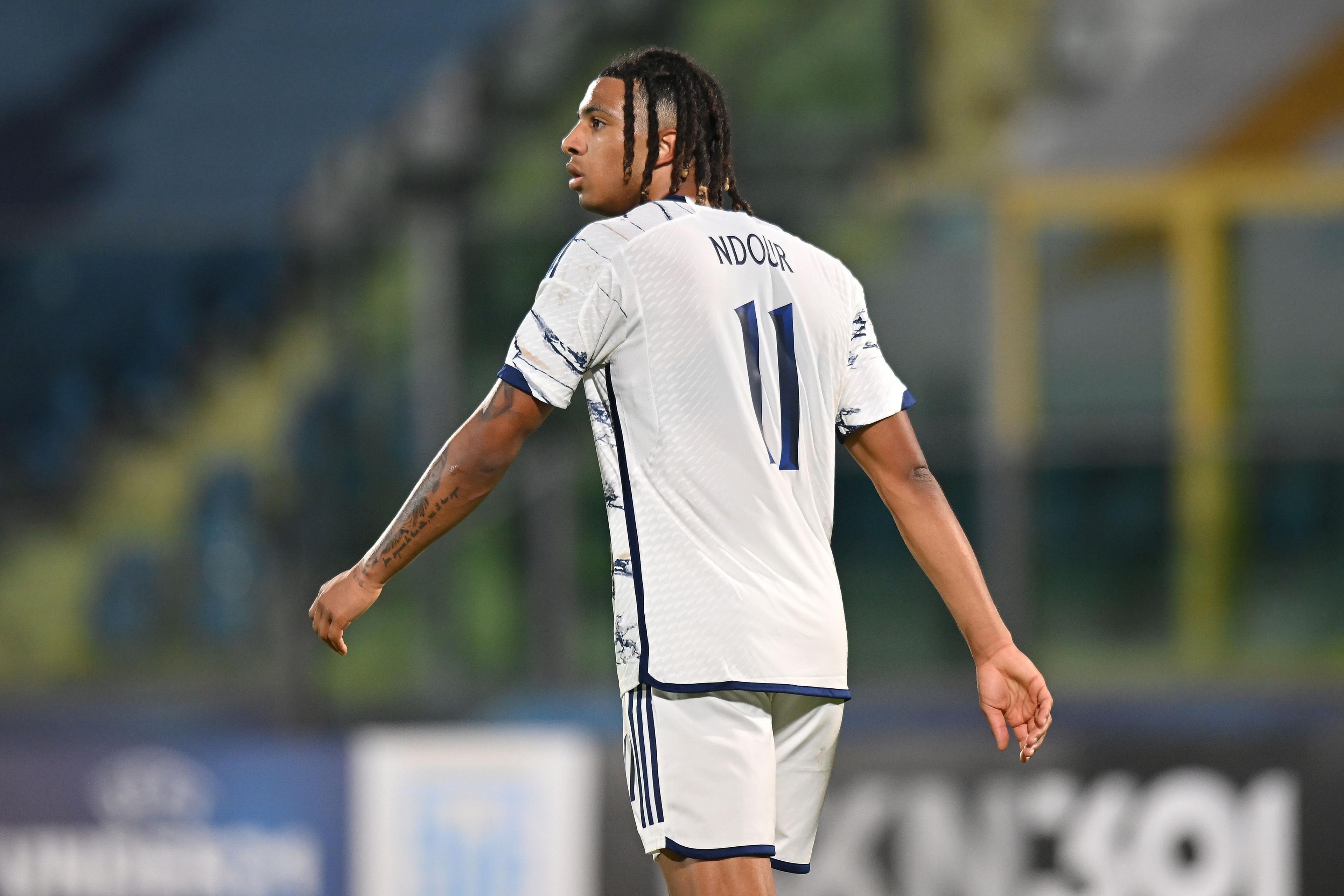 SAN MARINO, ITALY - NOVEMBER 16: Cher Ndour of Italy U21  looks on during the UEFA Under21 Euro Qualifier match between San Marino U21 and Italy U21 at Serravalle on November 16, 2023 in San Marino, Italy. (Photo by Alessandro Sabattini/Getty Images)