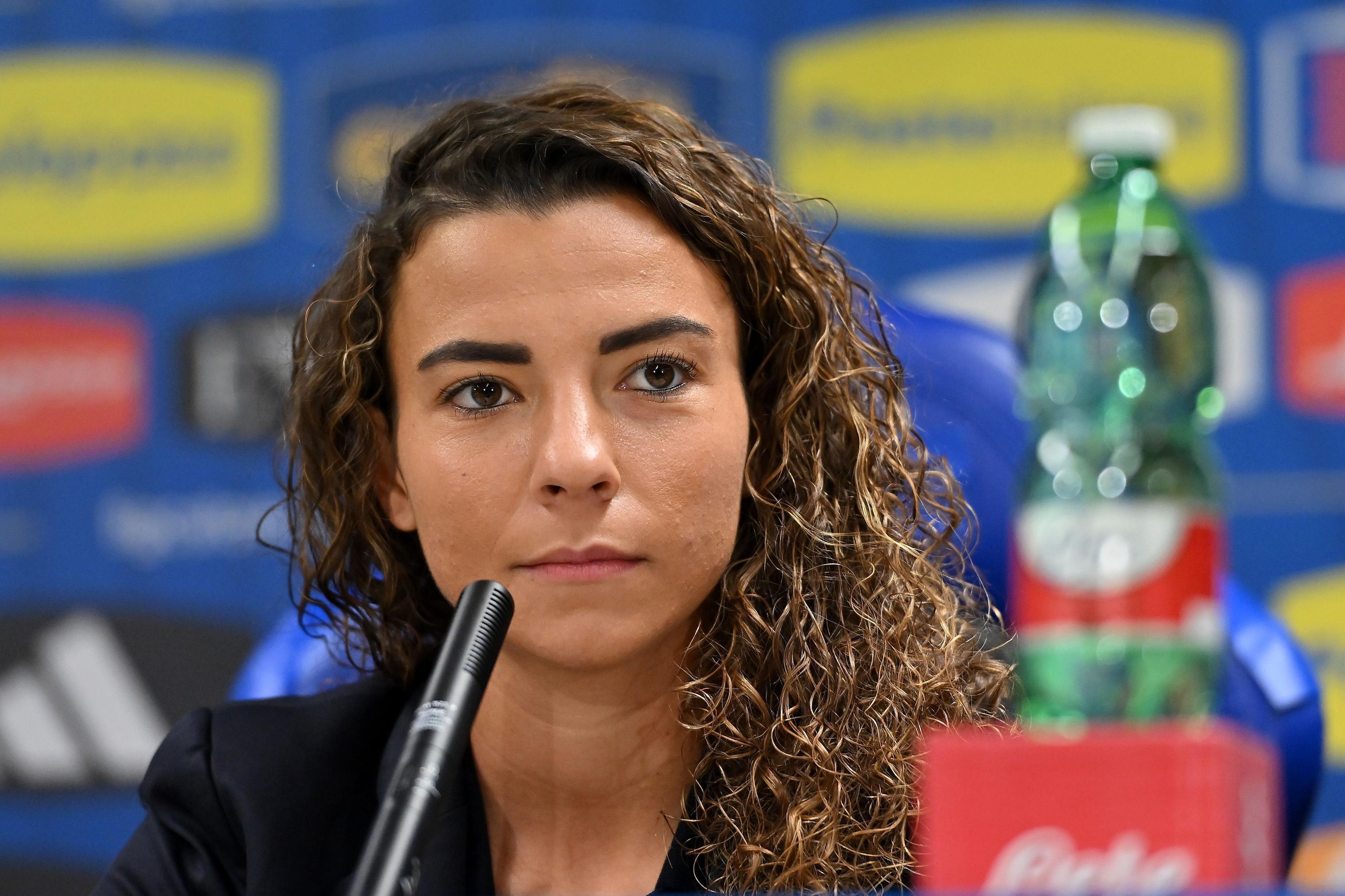 PARMA, ITALY - DECEMBER 04: Arianna Caruso of Italy Women during the Italy Women Press Confernece & Walk About at Stadio Ennio Tardini on December 04, 2023 in Parma, Italy. (Photo by Alessandro Sabattini/Getty Images)
