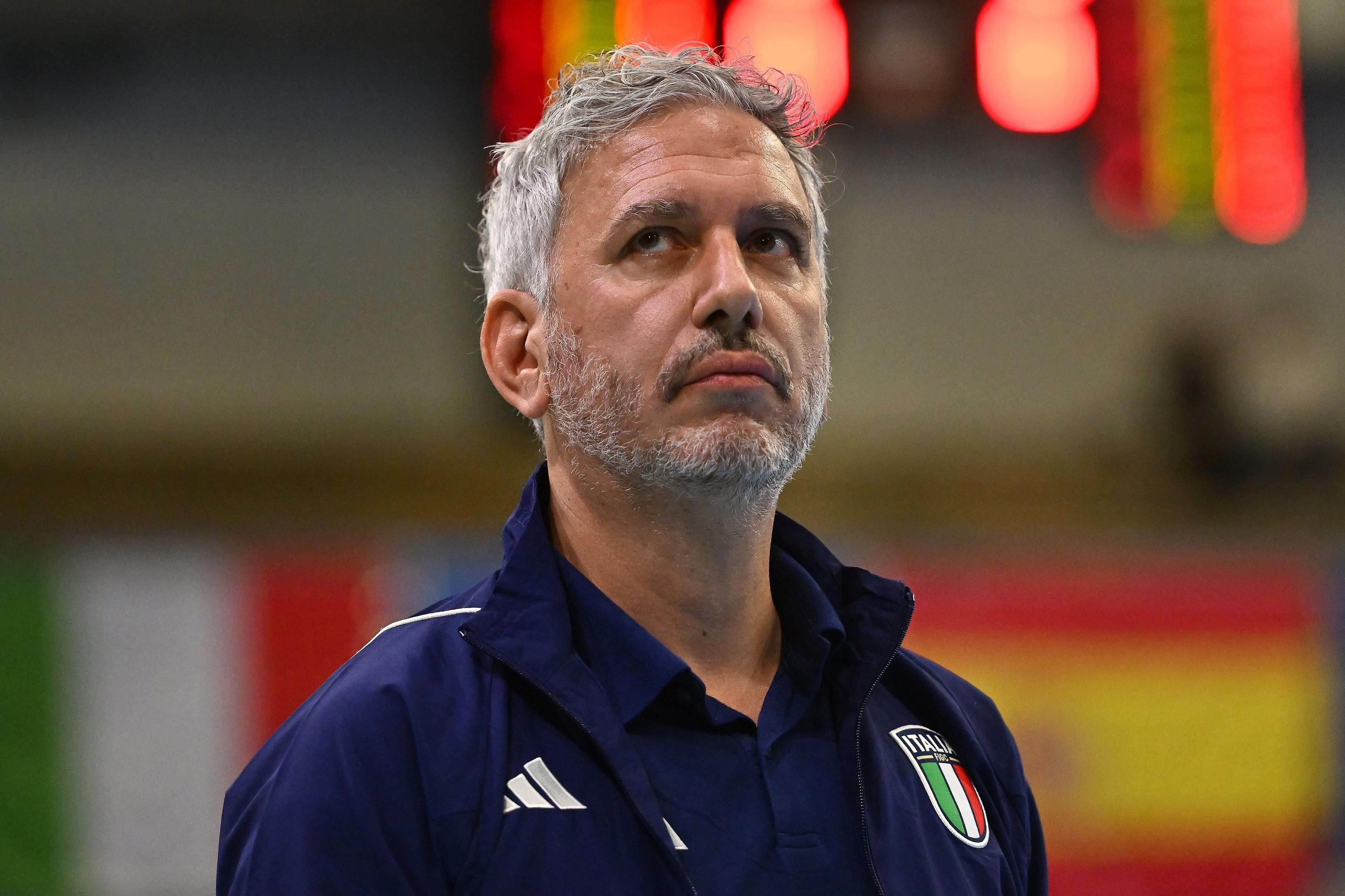 FAENZA, ITALY - DECEMBER 20: Massimiliano Bellarte head coach of Italy during the FIFA Futsal World Cup 2024 Qualifier match between Italy and Spain on December 20, 2023 in Faenza, Italy. (Photo by Alessandro Sabattini/Getty Images)