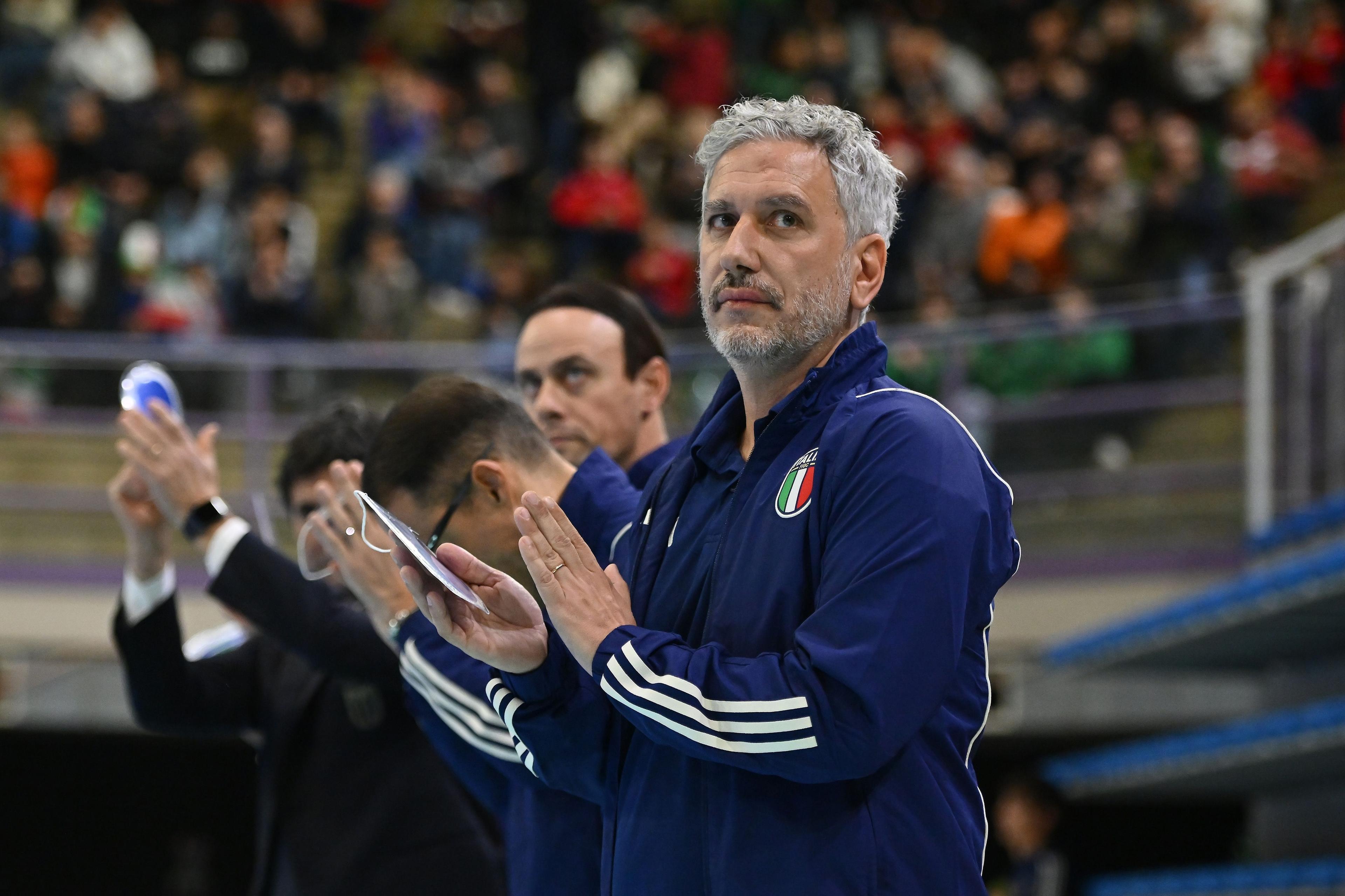 FAENZA, ITALY - DECEMBER 20: Massimiliano Bellarte head coach of Italy during the FIFA Futsal World Cup 2024 Qualifier match between Italy and Spain on December 20, 2023 in Faenza, Italy. (Photo by Alessandro Sabattini/Getty Images)