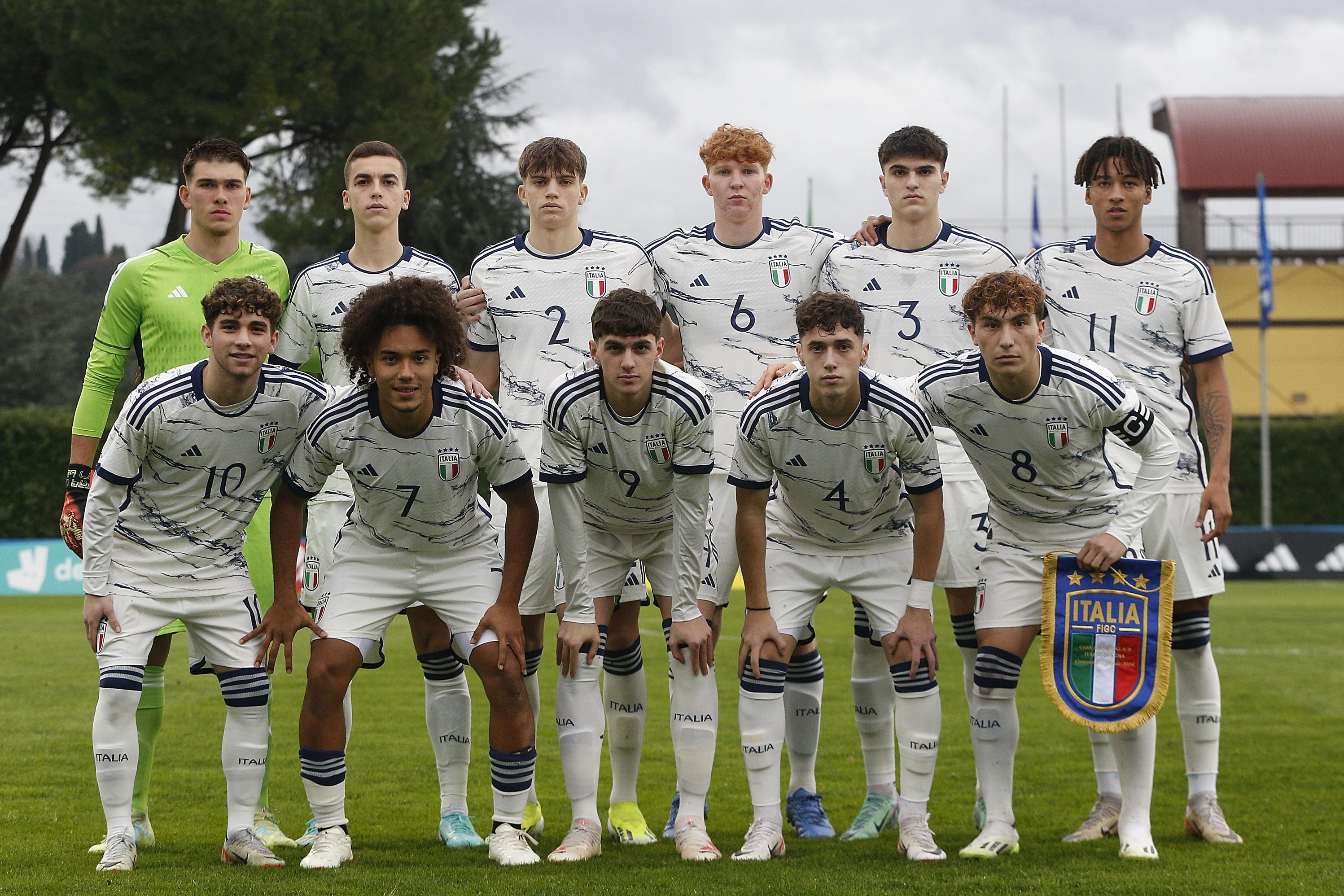 FLORENCE, ITALY - JANUARY 17: Italy U19 poses during the International Friendly between Italy U19 and Spain U19 at Centro Tecnico Federale di Coverciano on January 17, 2024 in Florence, Italy. (Photo by Gabriele Maltinti/Getty Images)