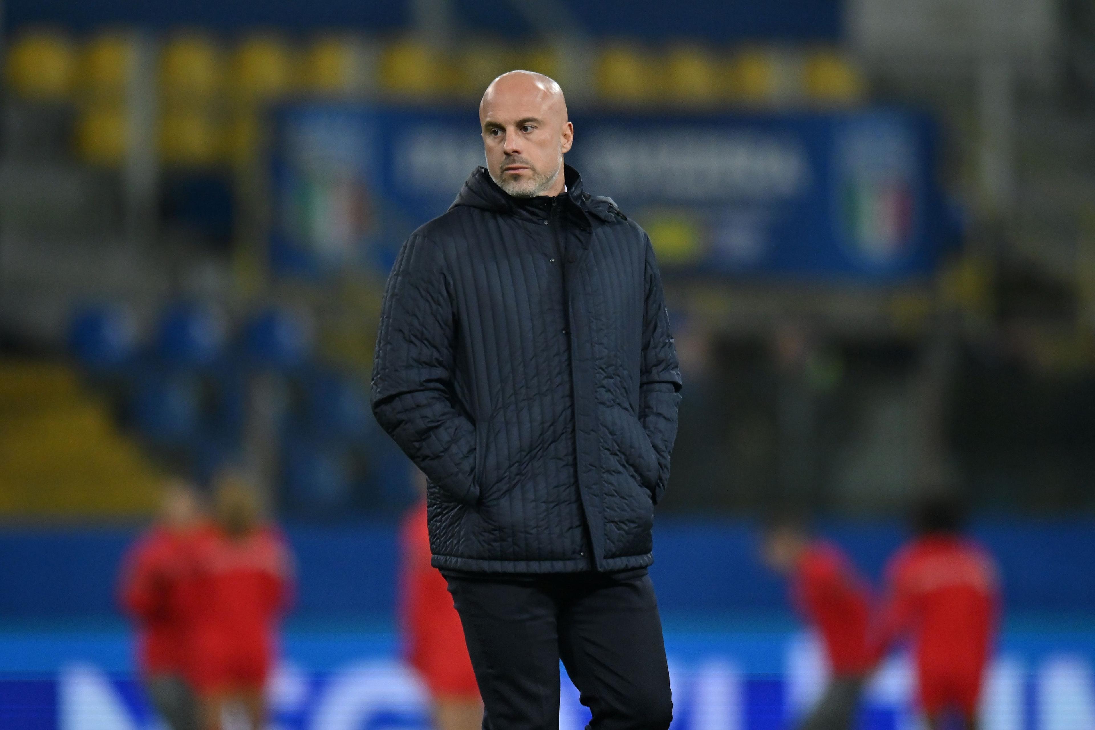 PARMA, ITALY - DECEMBER 05: Andrea Soncin head coach of Italy Women during the UEFA Womens Nations League match between Italy and Switzerland at Stadio Ennio Tardini on December 05, 2023 in Parma, Italy. (Photo by Alessandro Sabattini/Getty Images)
