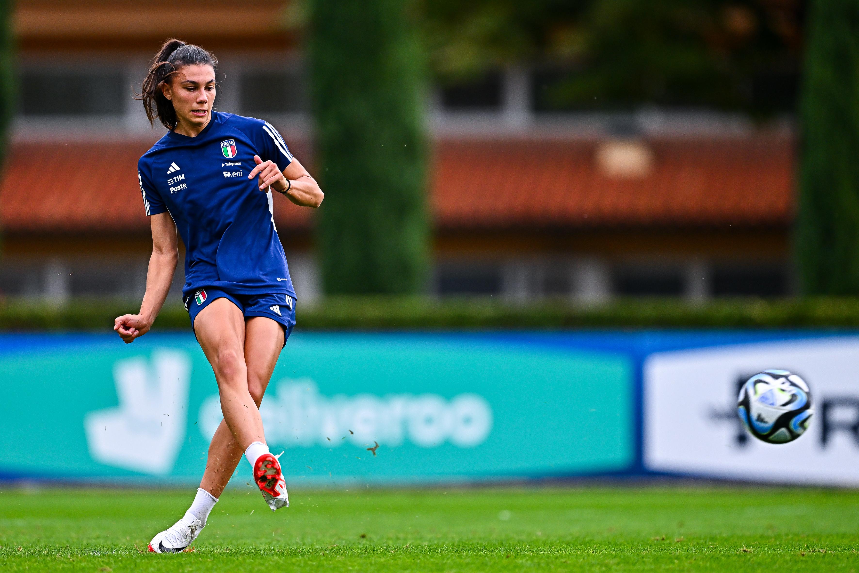 FLORENCE, ITALY - OCTOBER 23: Agnese Bonfantini of Italy is seen in action during a training session at Centro Tecnico Federale di Coverciano on October 23, 2023 in Florence, Italy. (Photo by Simone Arveda/Getty Images)