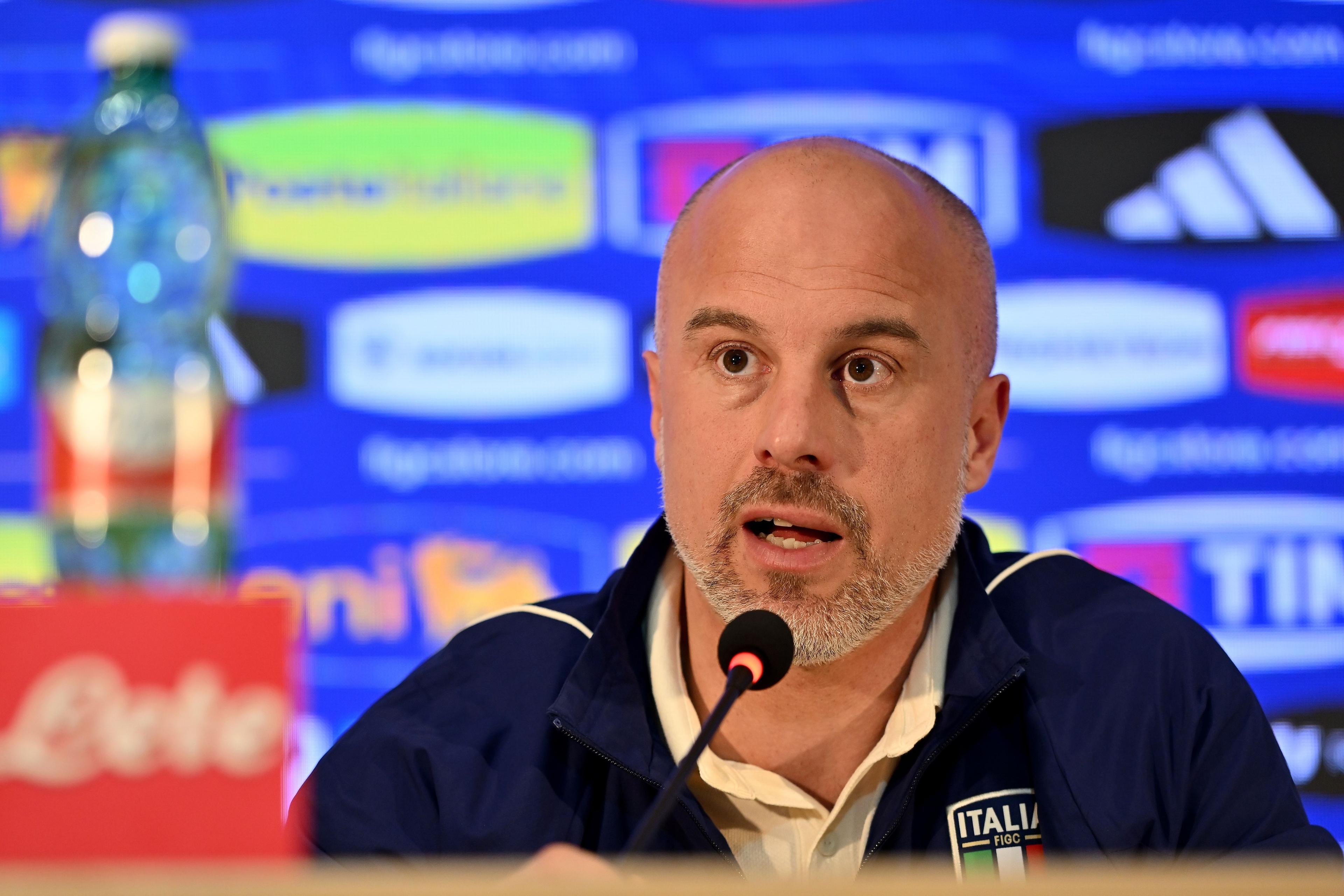 FLORENCE, ITALY - FEBRUARY 22:Andrea Soncin head coach of Italy during Italy Women Training Session & Press Conference the at Centro Tecnico di Coverciano on February 22, 2024 in Florence, Italy. (Photo by Alessandro Sabattini/Getty Images)