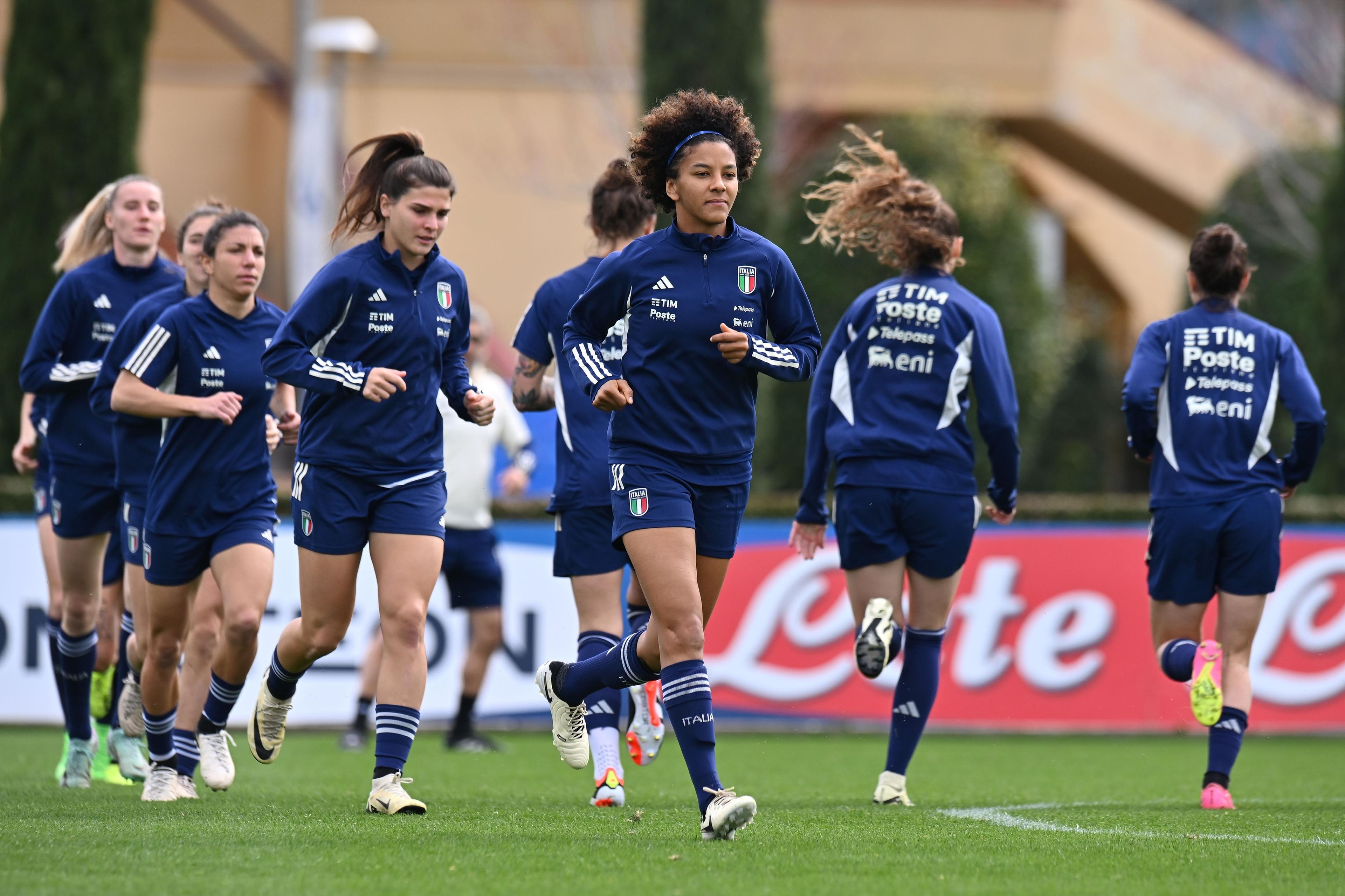 FLORENCE, ITALY - FEBRUARY 22:Sara Gama of Italy during Italy Women Training Session & Press Conference the at Centro Tecnico di Coverciano on February 22, 2024 in Florence, Italy. (Photo by Alessandro Sabattini/Getty Images)