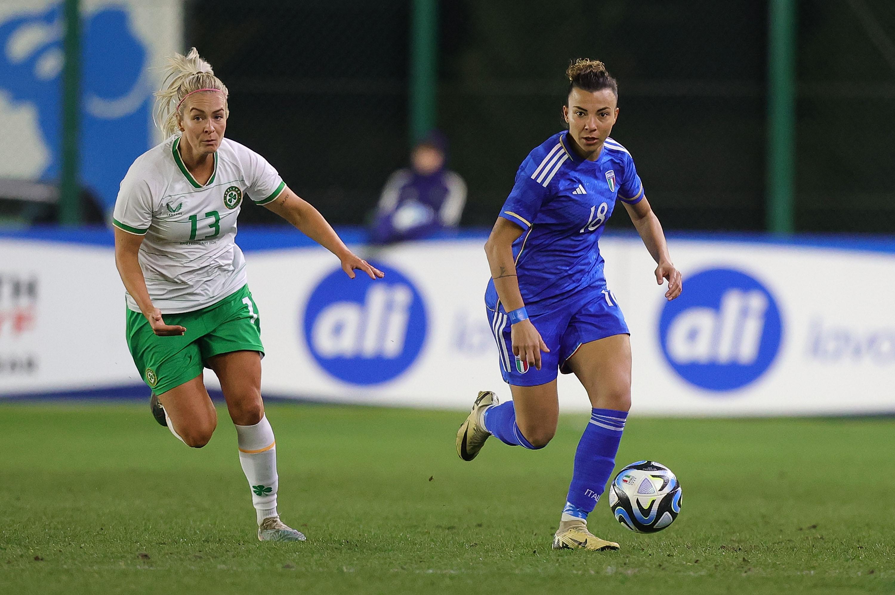 FLORENCE, ITALY - FEBRUARY 22: Arianna Caruso of Italy Women in action during Italy and Ireland - Women International friendly match at Viola Park on February 22, 2024 in Florence, Italy. (Photo by Gabriele Maltinti/Getty Images) *** Local Caption *** Arianna Caruso
