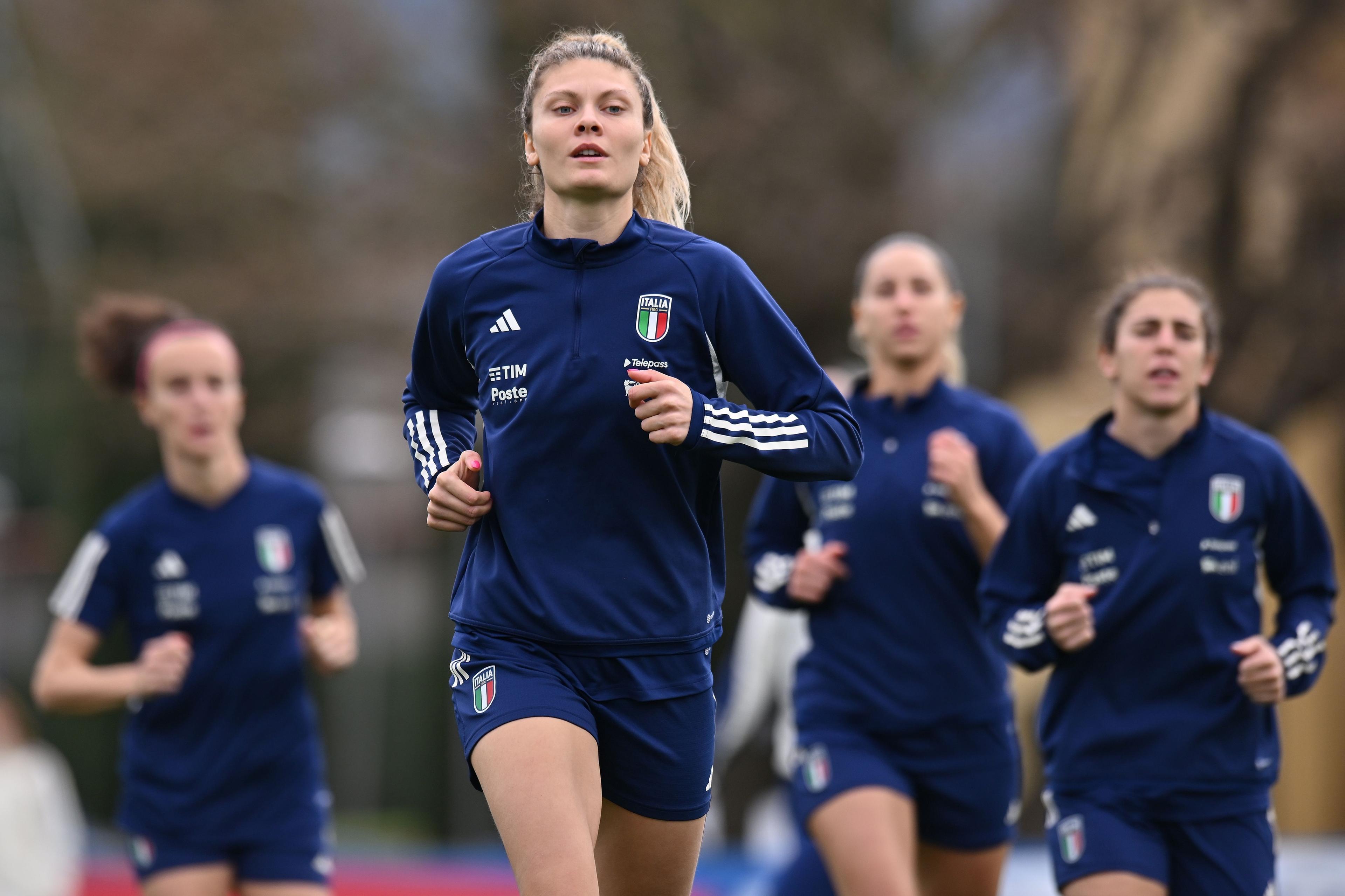FLORENCE, ITALY - FEBRUARY 22:Michela Cambiaghi of Italy during Italy Women Training Session & Press Conference the at Centro Tecnico di Coverciano on February 22, 2024 in Florence, Italy. (Photo by Alessandro Sabattini/Getty Images)
