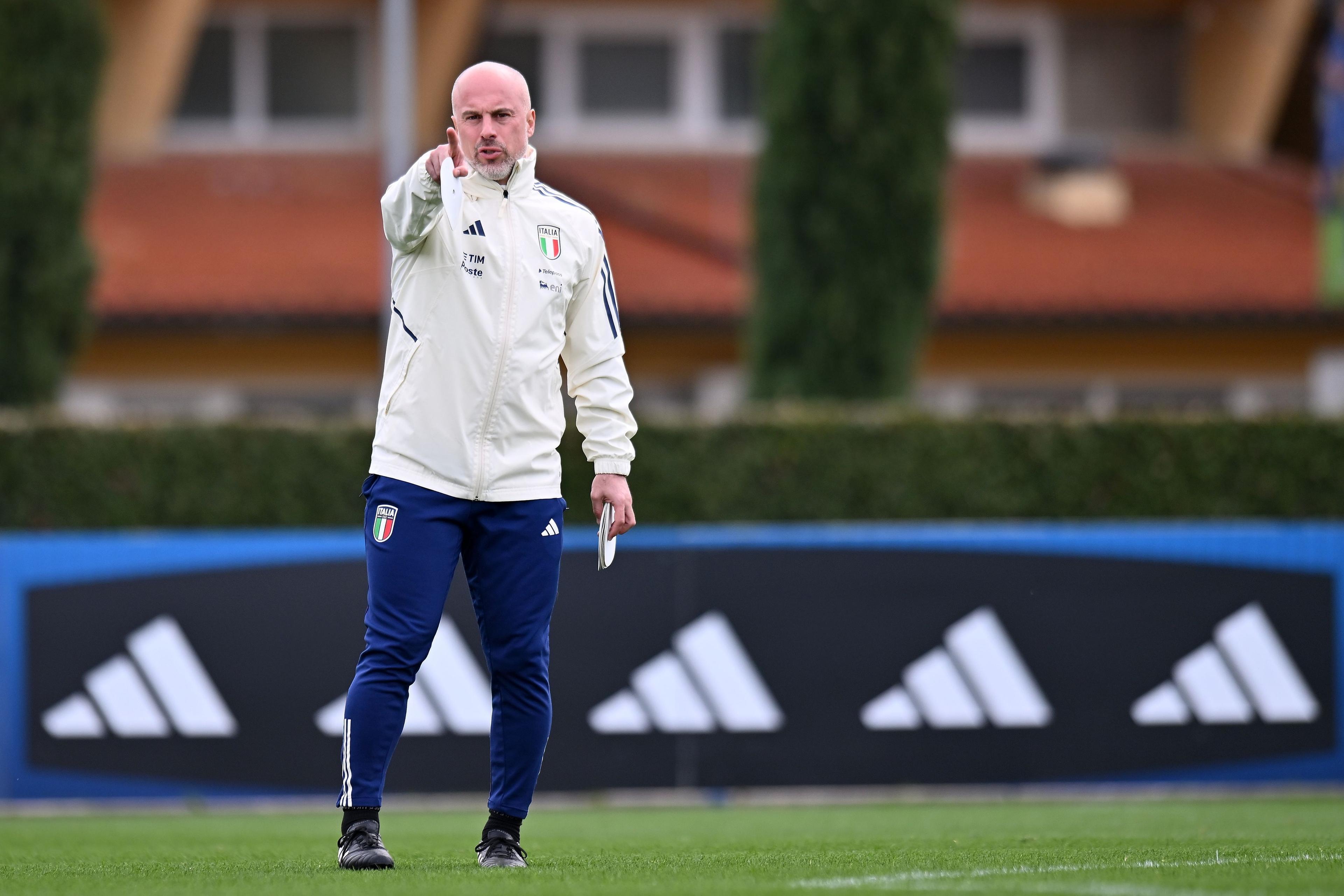 FLORENCE, ITALY - FEBRUARY 22:Andrea Soncin head coach of Italy during Italy Women Training Session & Press Conference the at Centro Tecnico di Coverciano on February 22, 2024 in Florence, Italy. (Photo by Alessandro Sabattini/Getty Images)