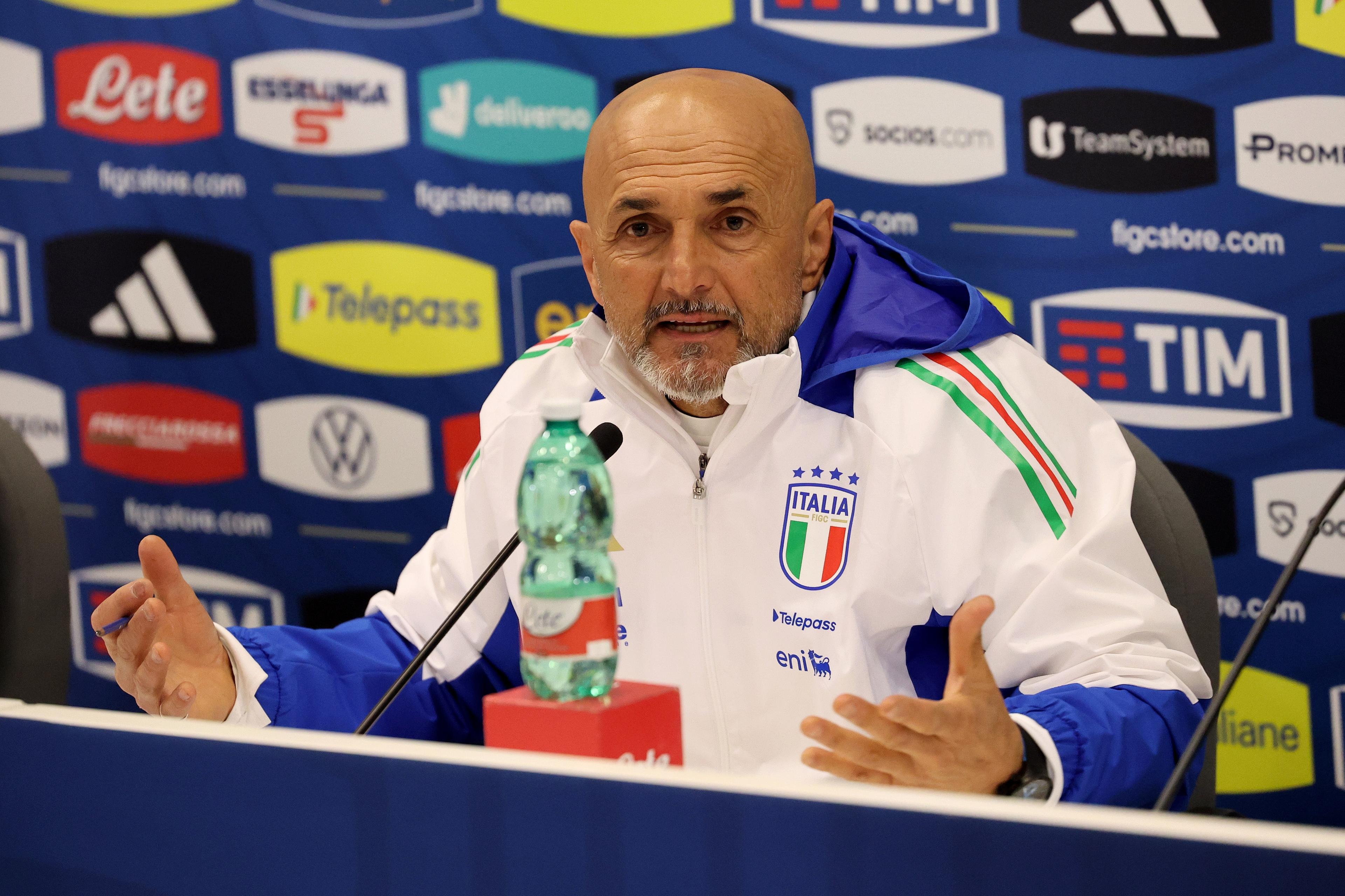 ROME, ITALY - MARCH 18: Head coach of Italy Luciano Spalletti attends a press conference at Centro Sportivo Giulio Onesti on March 18, 2024 in Rome, Italy. (Photo by Giampiero Sposito/Getty Images)