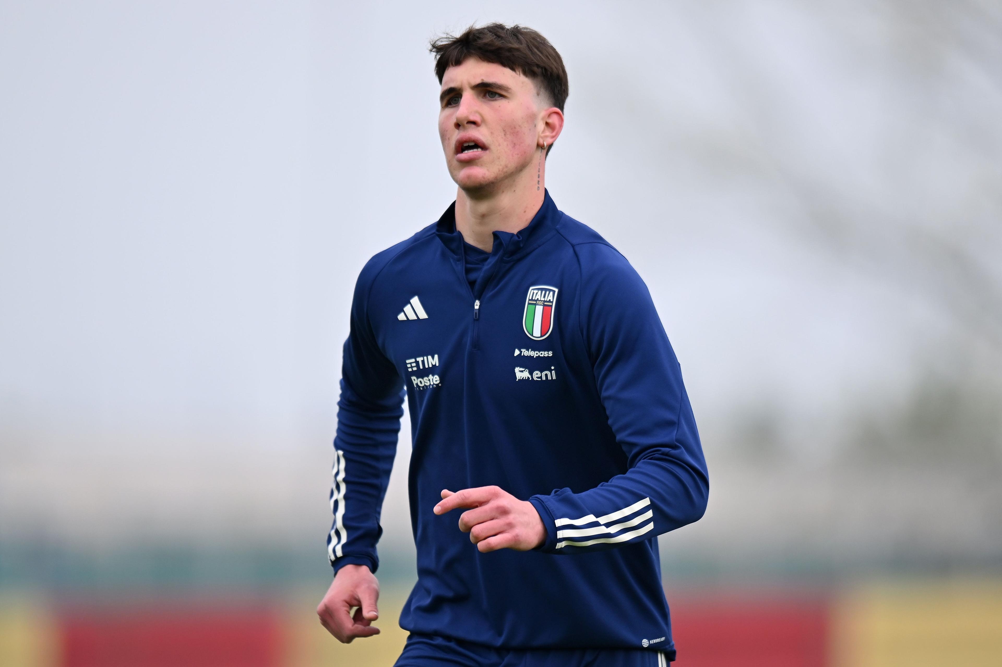 RIMINI, ITALY - MARCH 19:Cesare Casadei of Italy U21 during the Italy U21 Training Session on March 19, 2024 in Rimini, Italy. (Photo by Alessandro Sabattini/Getty Images)