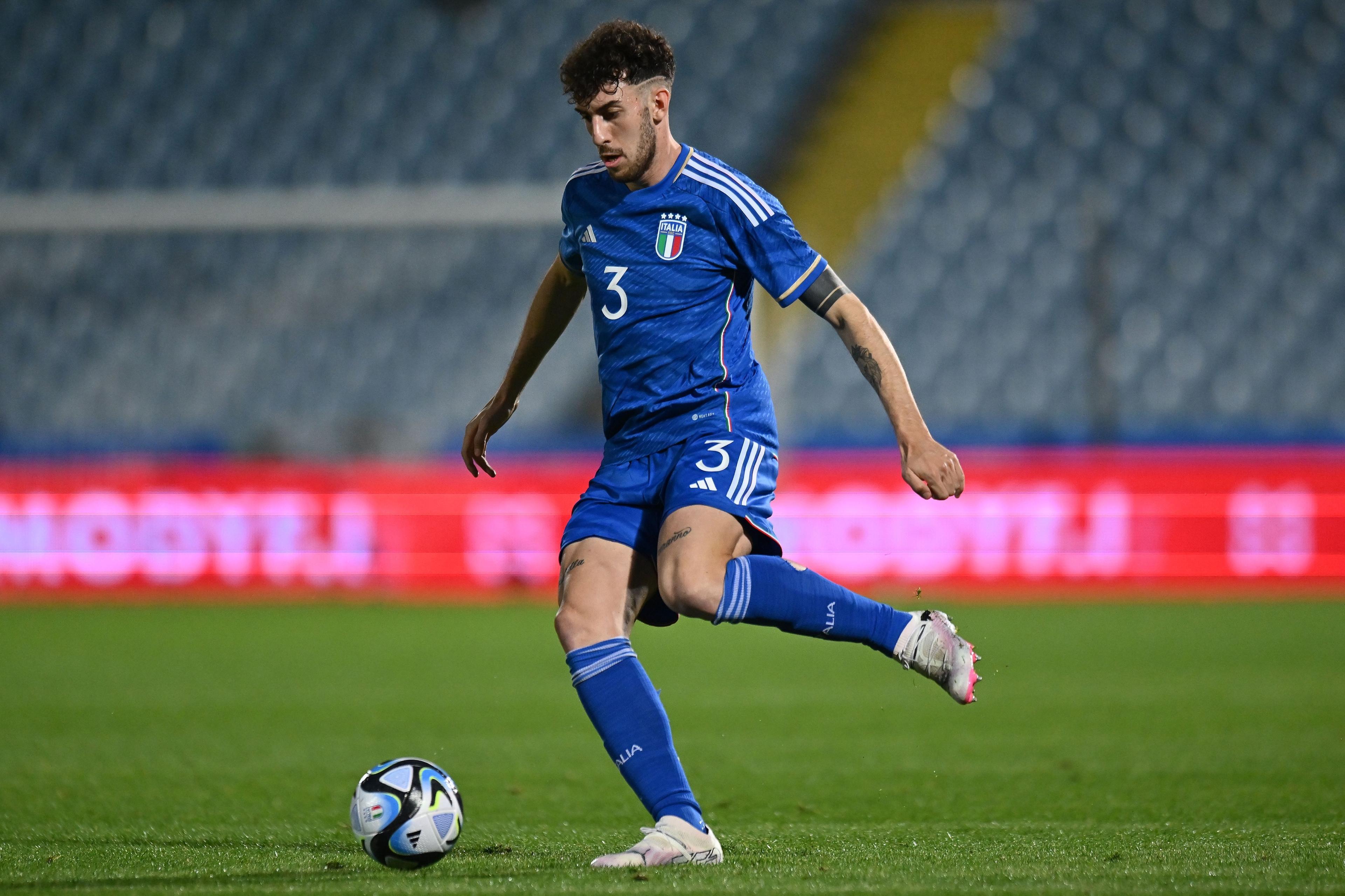CESENA, ITALY - MARCH 22: Matteo Ruggeri of Italy U21 during the UEFA Under21 EURO Qualifier match between Italy U21 and Latvia U21 at Dino Manuzzi Stadium on March 22, 2024 in Cesena, Italy. (Photo by Alessandro Sabattini/Getty Images)