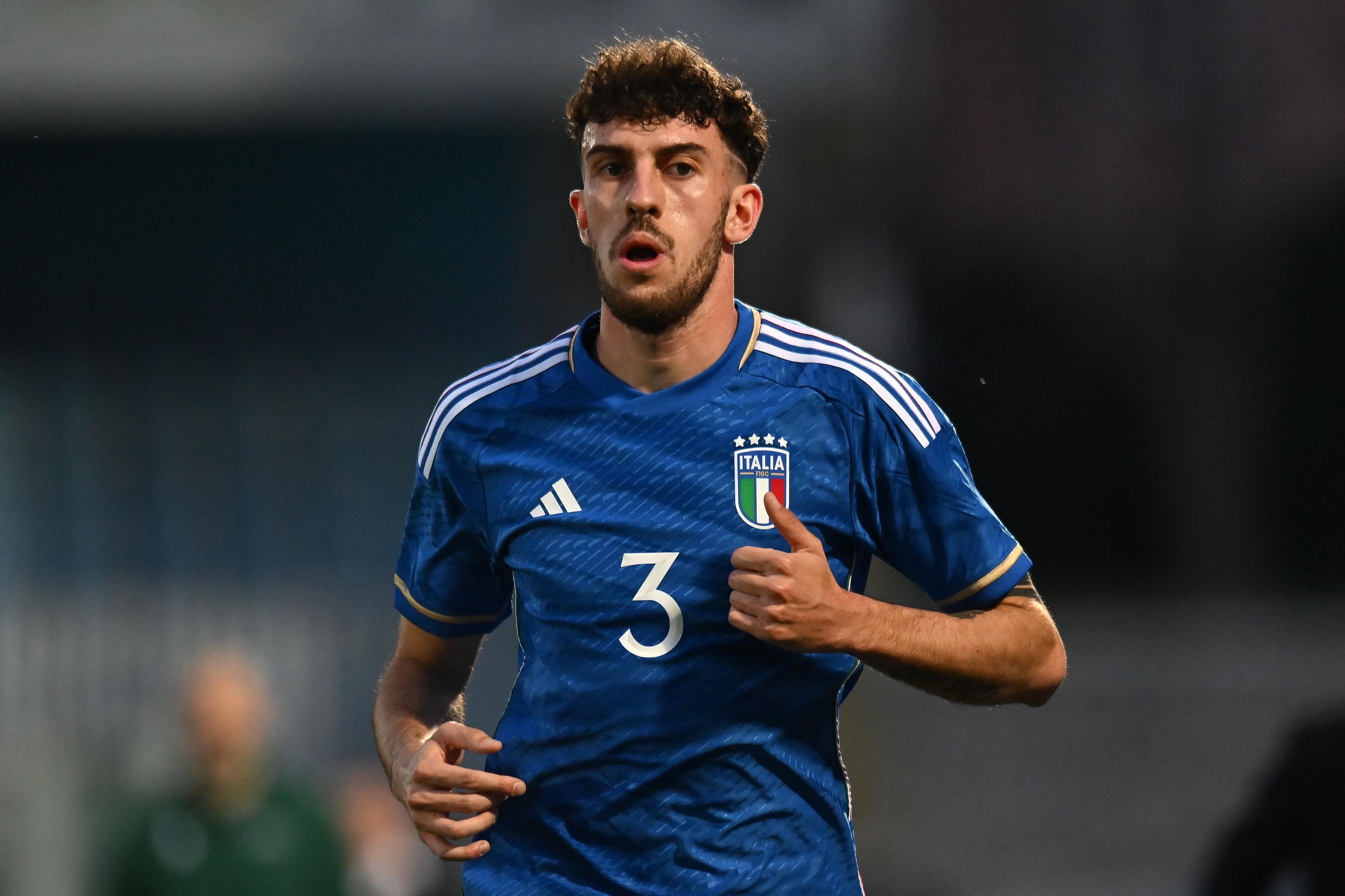 CESENA, ITALY - MARCH 22: Matteo Ruggeri of Italy U21 during the UEFA Under21 EURO Qualifier match between Italy U21 and Latvia U21 at Dino Manuzzi Stadium on March 22, 2024 in Cesena, Italy. (Photo by Alessandro Sabattini/Getty Images)