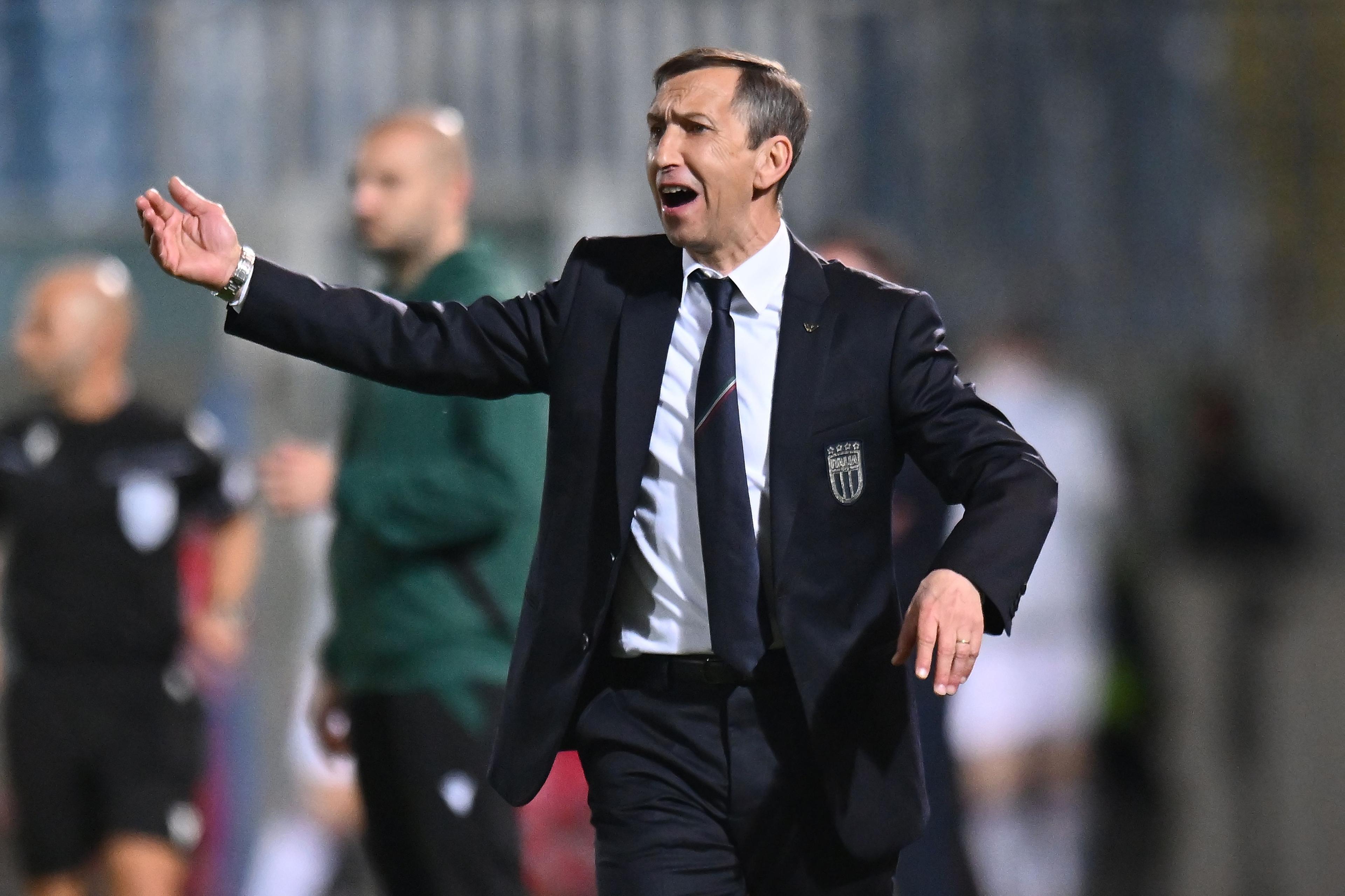 CESENA, ITALY - MARCH 22:Carmine Nunziata head coach of Italy u21 during the UEFA Under21 EURO Qualifier match between Italy U21 and Latvia U21 at Dino Manuzzi Stadium on March 22, 2024 in Cesena, Italy. (Photo by Alessandro Sabattini/Getty Images)