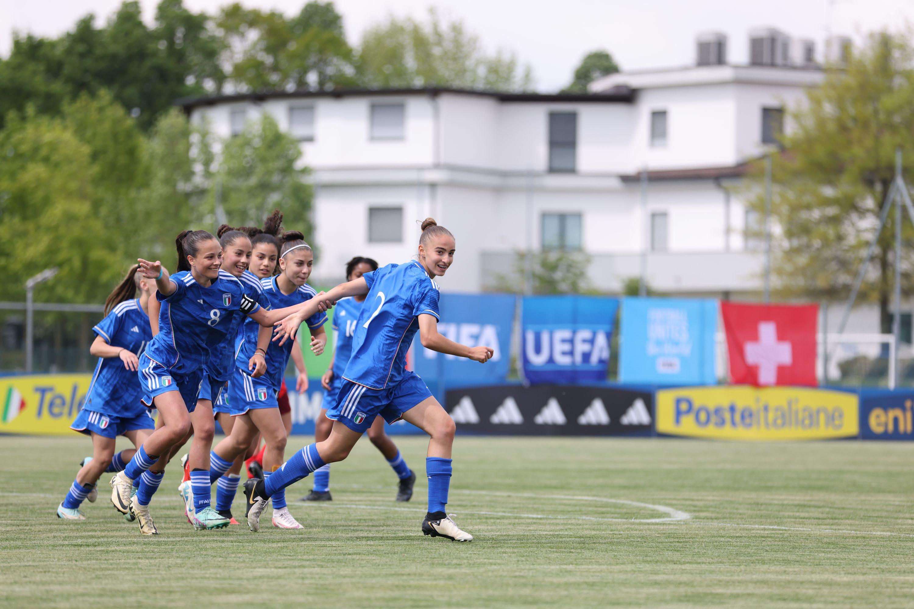 NOVARA, ITALY - APRIL 18: <> during the Women International Friendly match between Italy U15 and Switzerland U15 at Novarello Training Center on April 18, 2024 in Novara, Italy. (Photo by Vincenzo Lombardo/Getty Images)