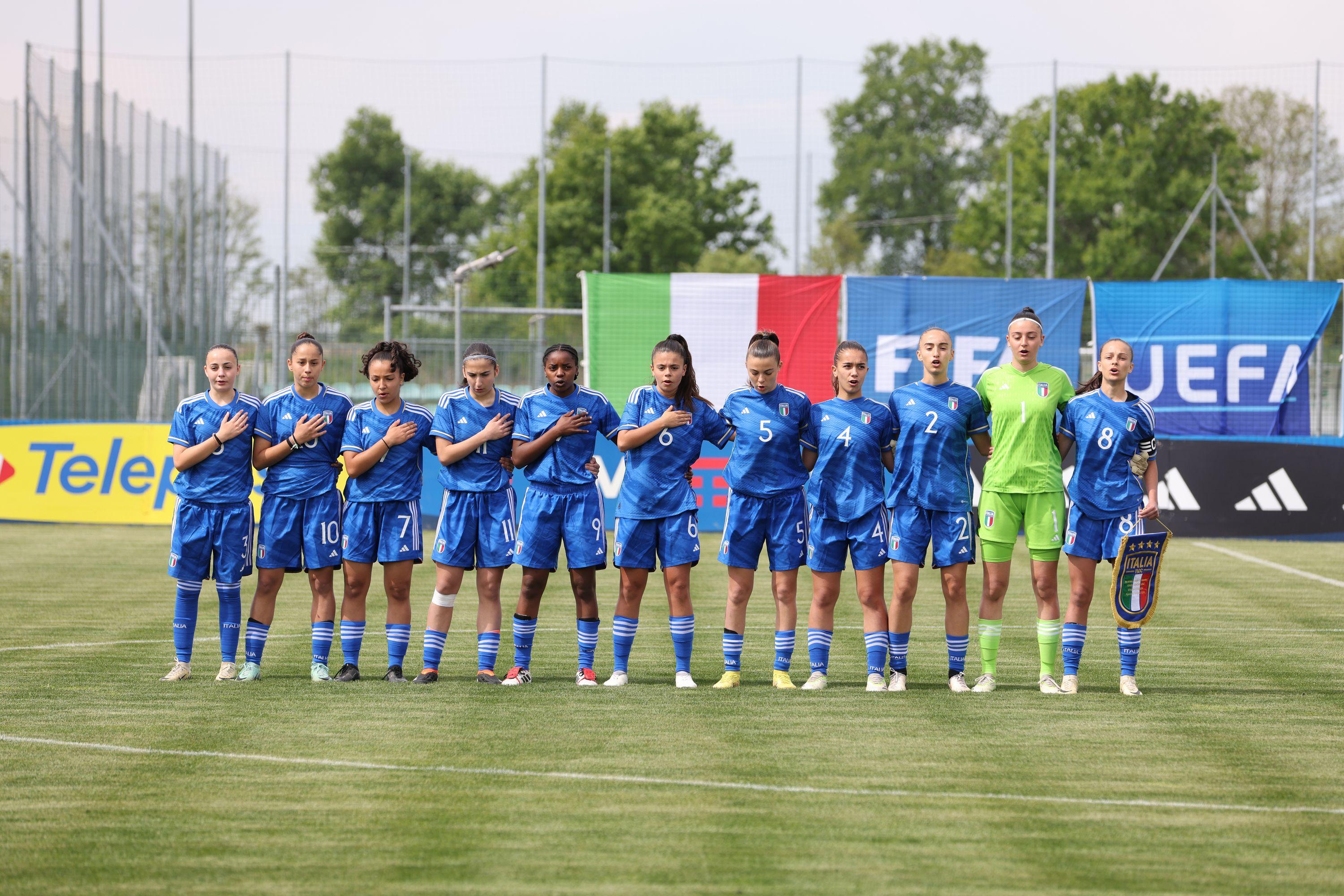 NOVARA, ITALY - APRIL 18: <> during the Women International Friendly match between Italy U15 and Switzerland U15 at Novarello Training Center on April 18, 2024 in Novara, Italy. (Photo by Vincenzo Lombardo/Getty Images)
