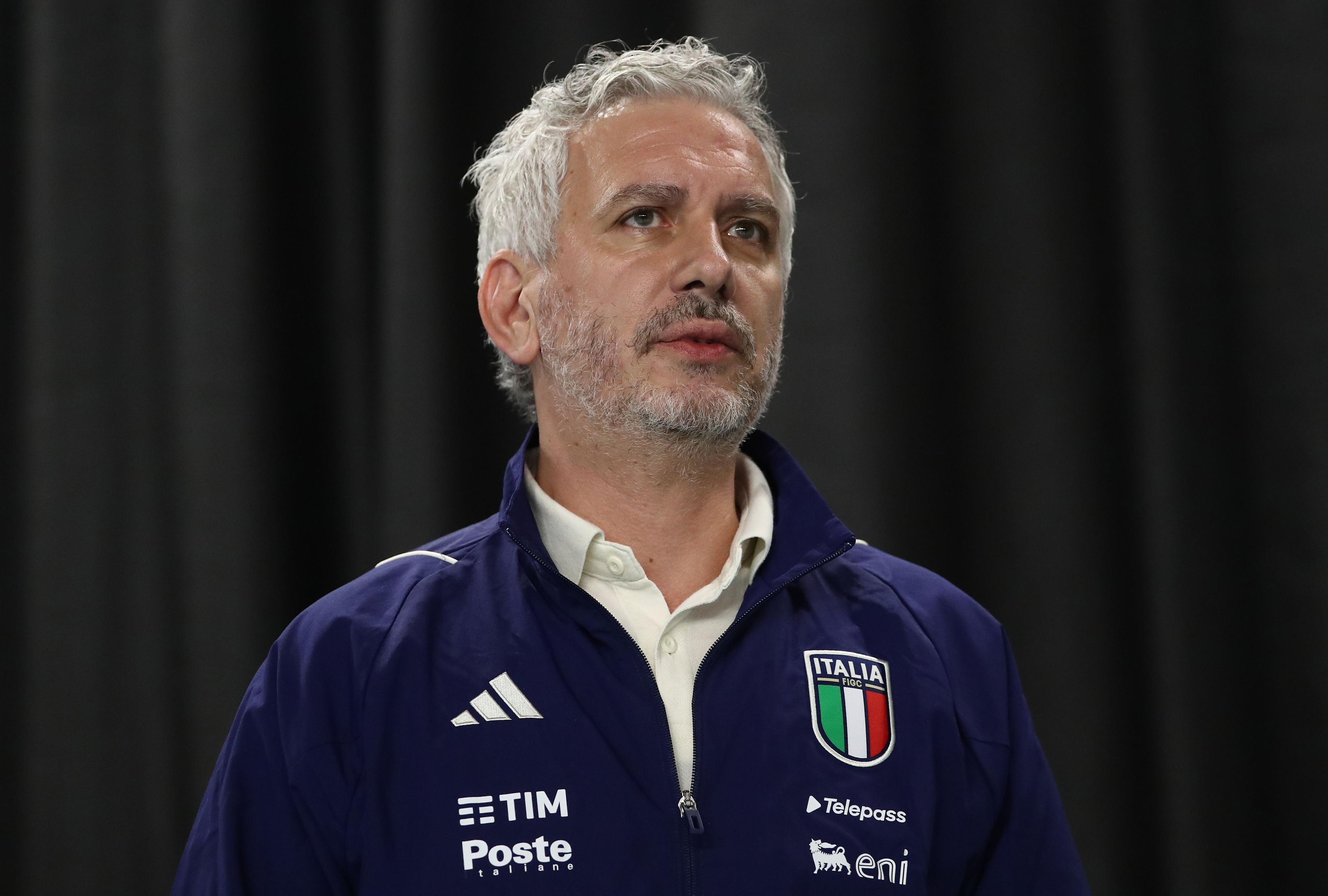 LECCO, ITALY - MAY 07: Italy coach Massimiliano Bellarte looks on before the U19 Futsal International Friendly between Italy U19 and Spain U19 at PalaTaurus on May 07, 2024 in Lecco, Italy. (Photo by Marco Luzzani/Getty Images)