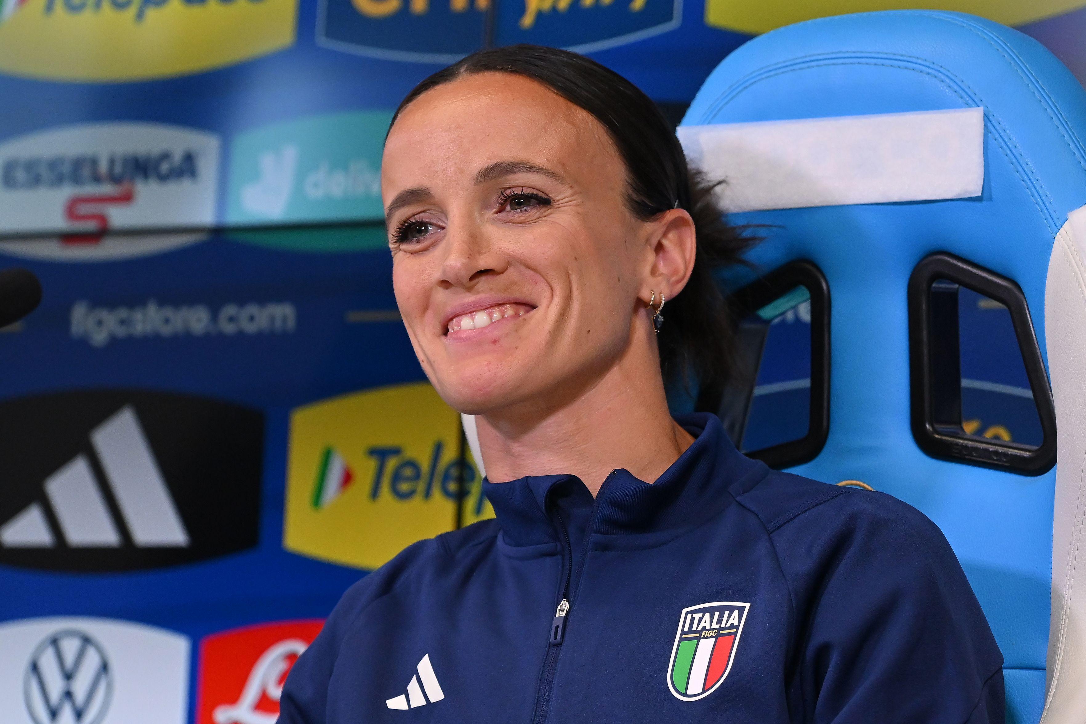 FERRARA, ITALY - JUNE 03:Barbara Bonansea of Italy during the Italy Women Press Conference & Walk Around at Stadio Paolo Mazza on June 03, 2024 in Ferrara, Italy. (Photo by Alessandro Sabattini/Getty Images)