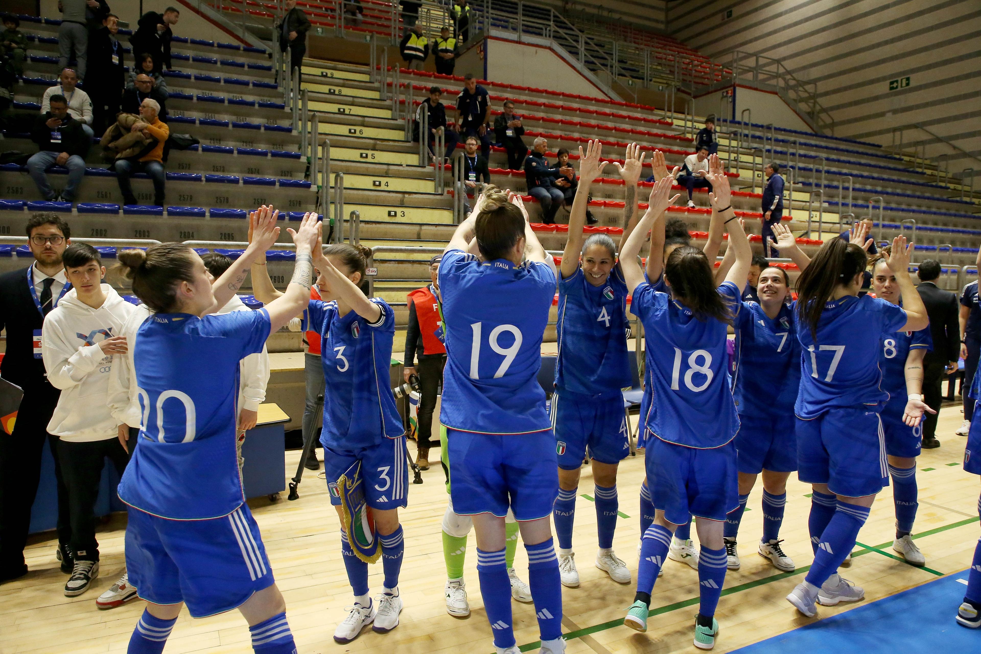 TARANTO, ITALY - MARCH 18: The italy team before the match during the Women Futsal Friendly match between Italy and Ukraine on March 18, 2024 in Taranto, Italy. (Photo by Donato Fasano/Getty Images)