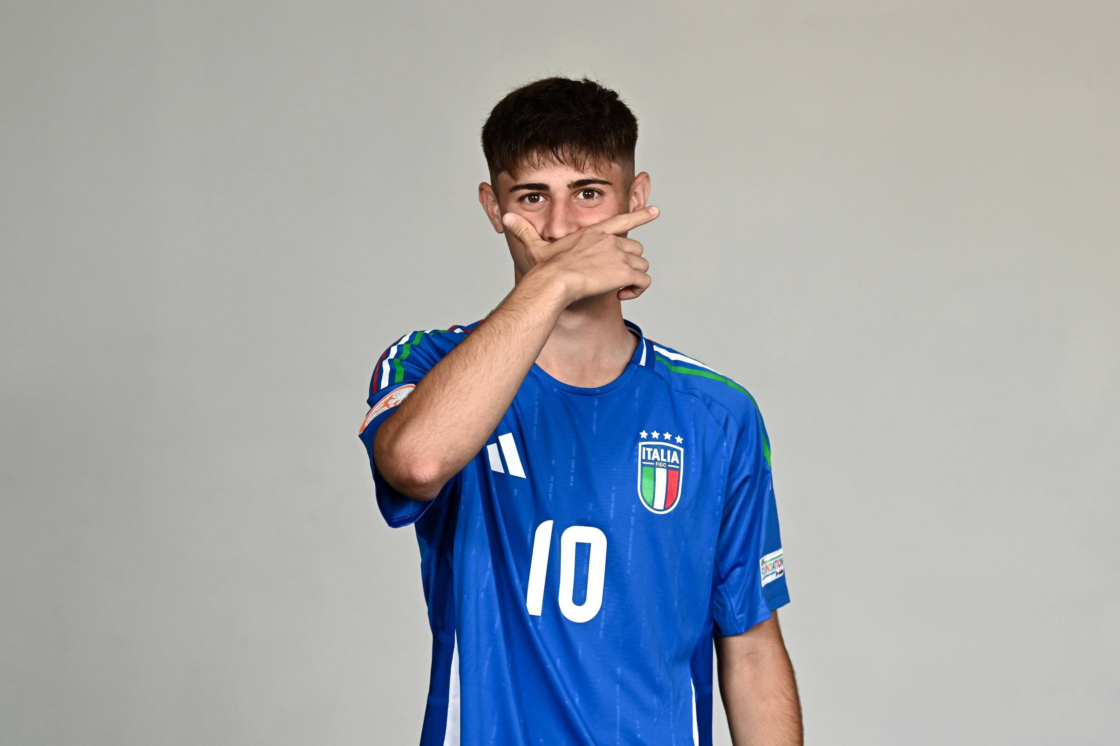 AYIA NAPA, CYPRUS - MAY 20: Mattia Liberali poses for a portrait during a Italy squad portrait session at the UEFA European Under-17 Championship 2023/2024 in the Capo Bay Hotel on May 20, 2024 in Ayia Napa, Cyprus. (Photo by Piaras Ó MÃdheach - Sportsfile/UEFA via Getty Images)