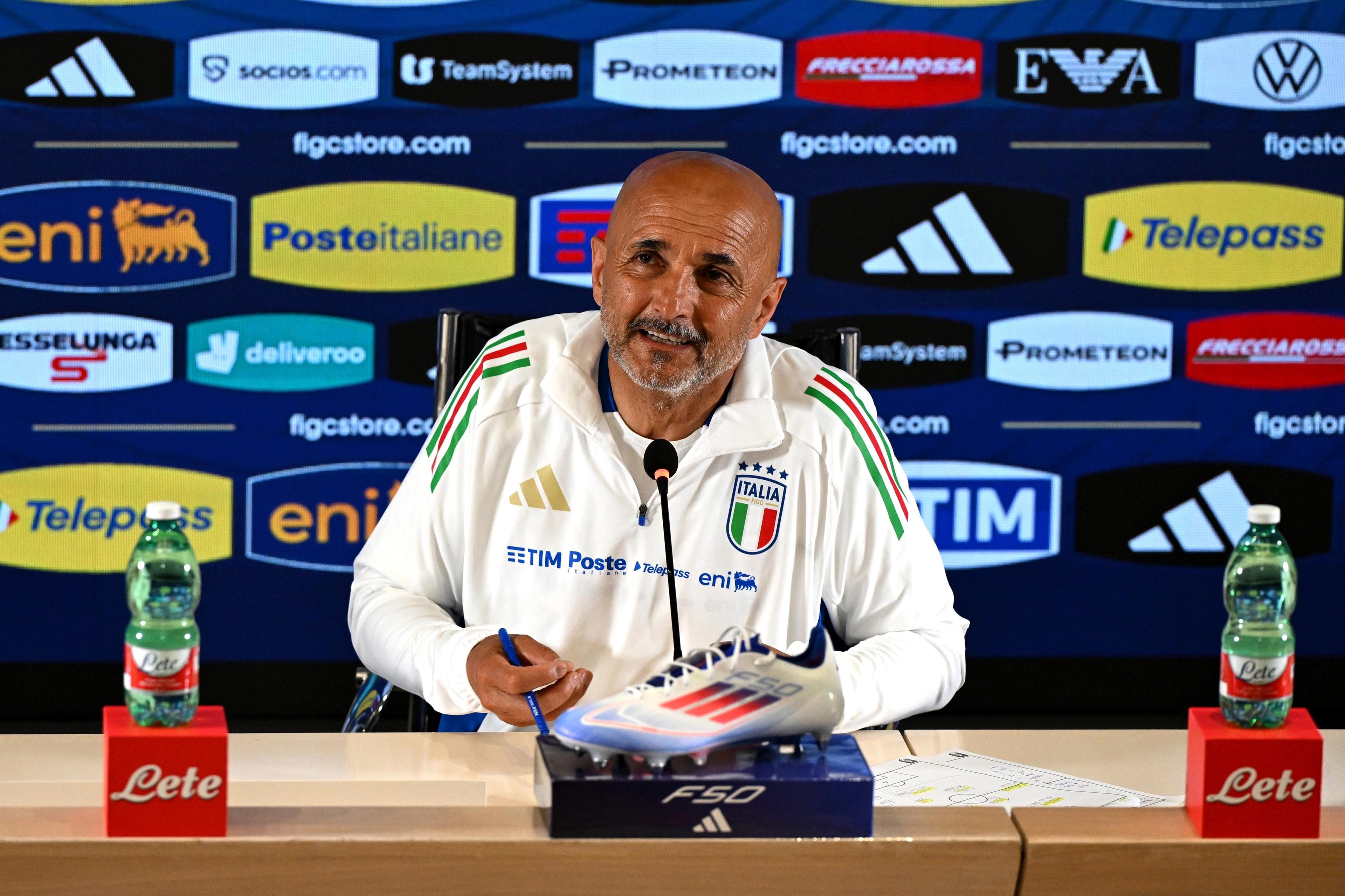 FLORENCE, ITALY - JUNE 08: Head coach of Italy Luciano Spalletti attends at press conference at Centro Tecnico Federale di Coverciano on June 08, 2024 in Florence, Italy. (Photo by Claudio Villa/Getty Images)