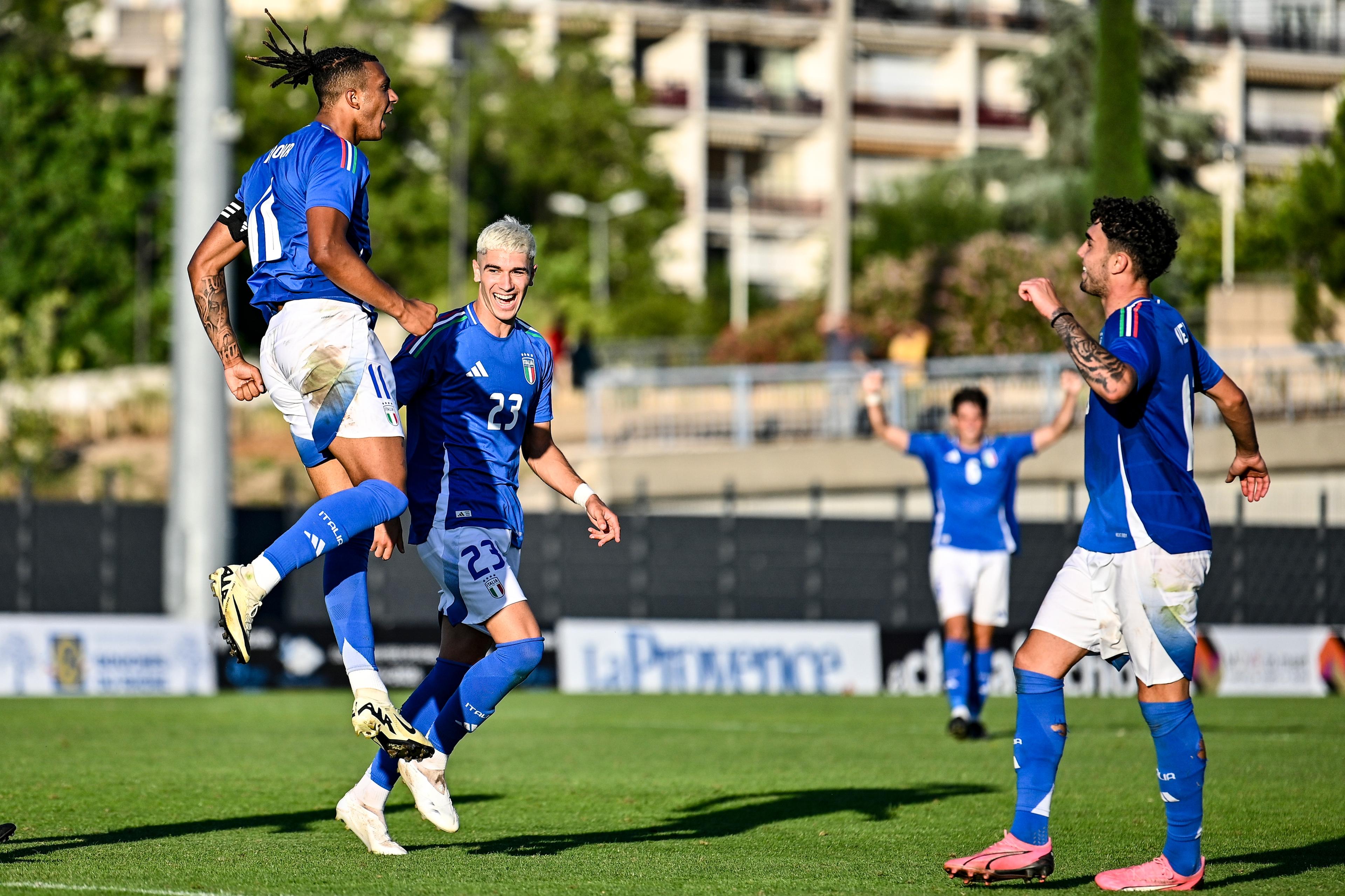 AUBAGNE, FRANCE - JUNE 10: of Italy U21 during the 50th Tournoi Maurice Revello match between Italy U21 and Panama U23 at Stade Jules Ladoum\\u00E8gue on June 10, 2024 in Aubagne, France. (Photo by Diego Puletto/Getty Images)