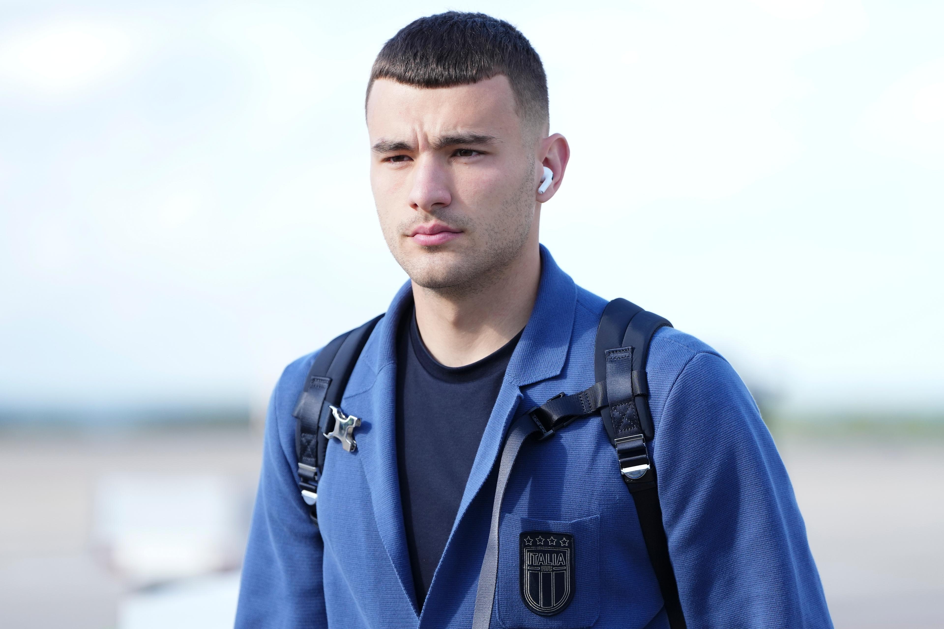 DORTMUND, GERMANY - JUNE 10: Alessandro Buongiorno of Italy looks on upon arrival ahead of the UEFA EURO 2024 Germany at the Dortmund Airport on June 10, 2024 in Dortmund, Germany. (Photo by Pau Barrena - UEFA/UEFA via Getty Images)